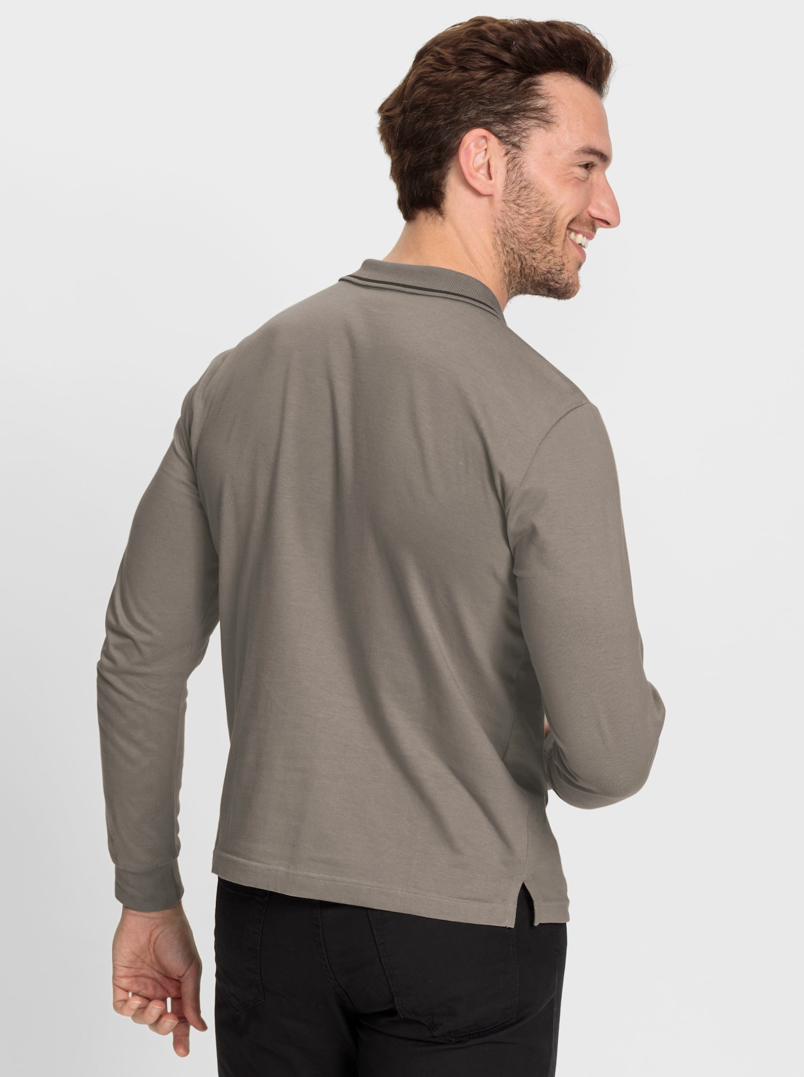 Catamaran Langarm-Poloshirt mit Reissverschluss - taupe