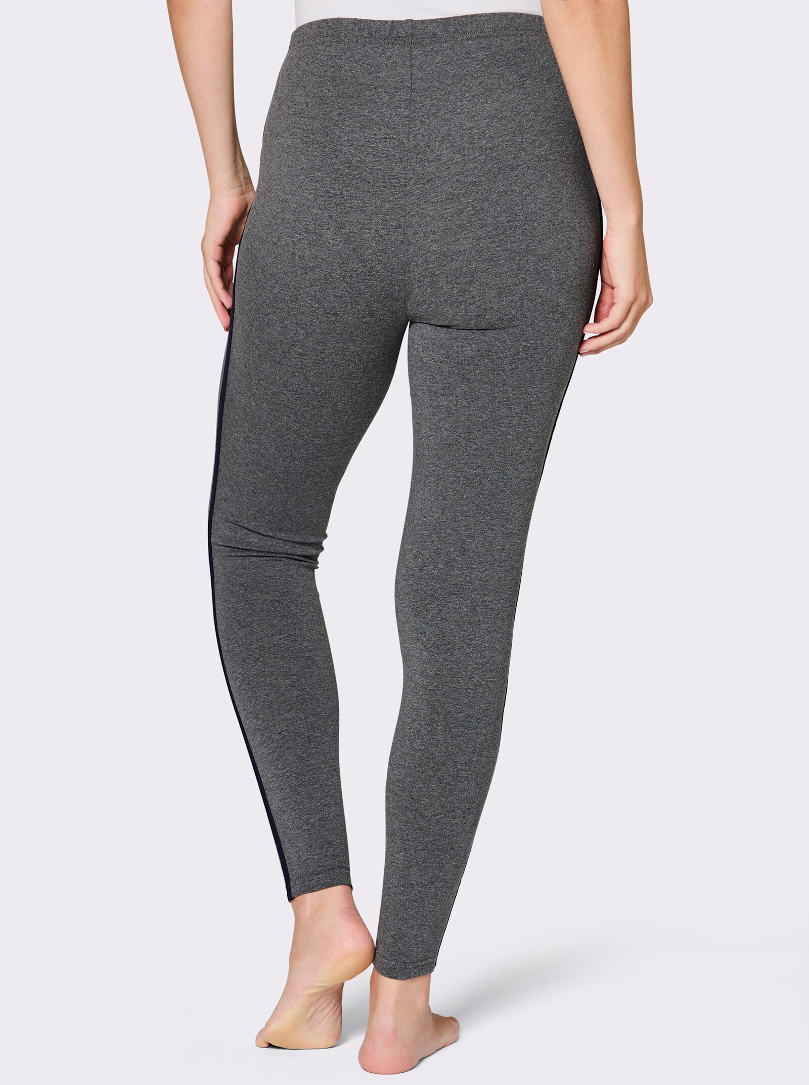 feel good Leggings mit seitlicher Paspel - marine + anthrazit-meliert