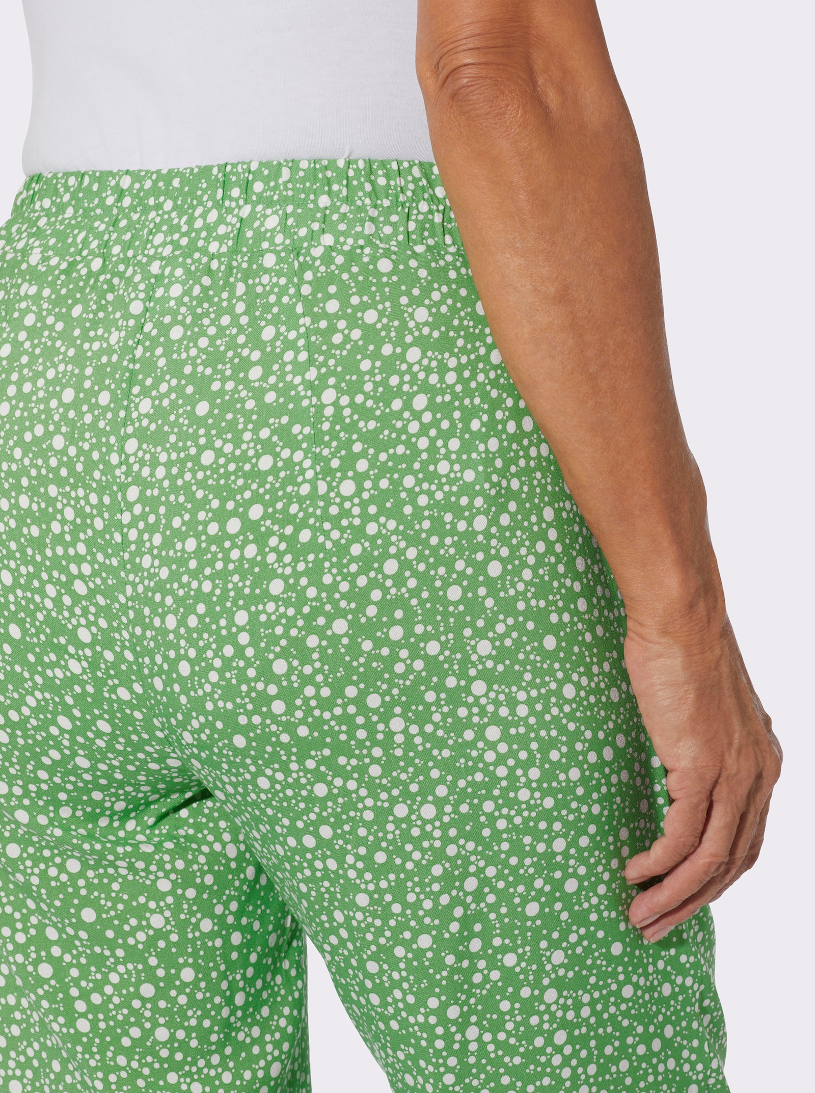 Schlupfhose mit Dehnbund - apfel-weiß-bedruckt