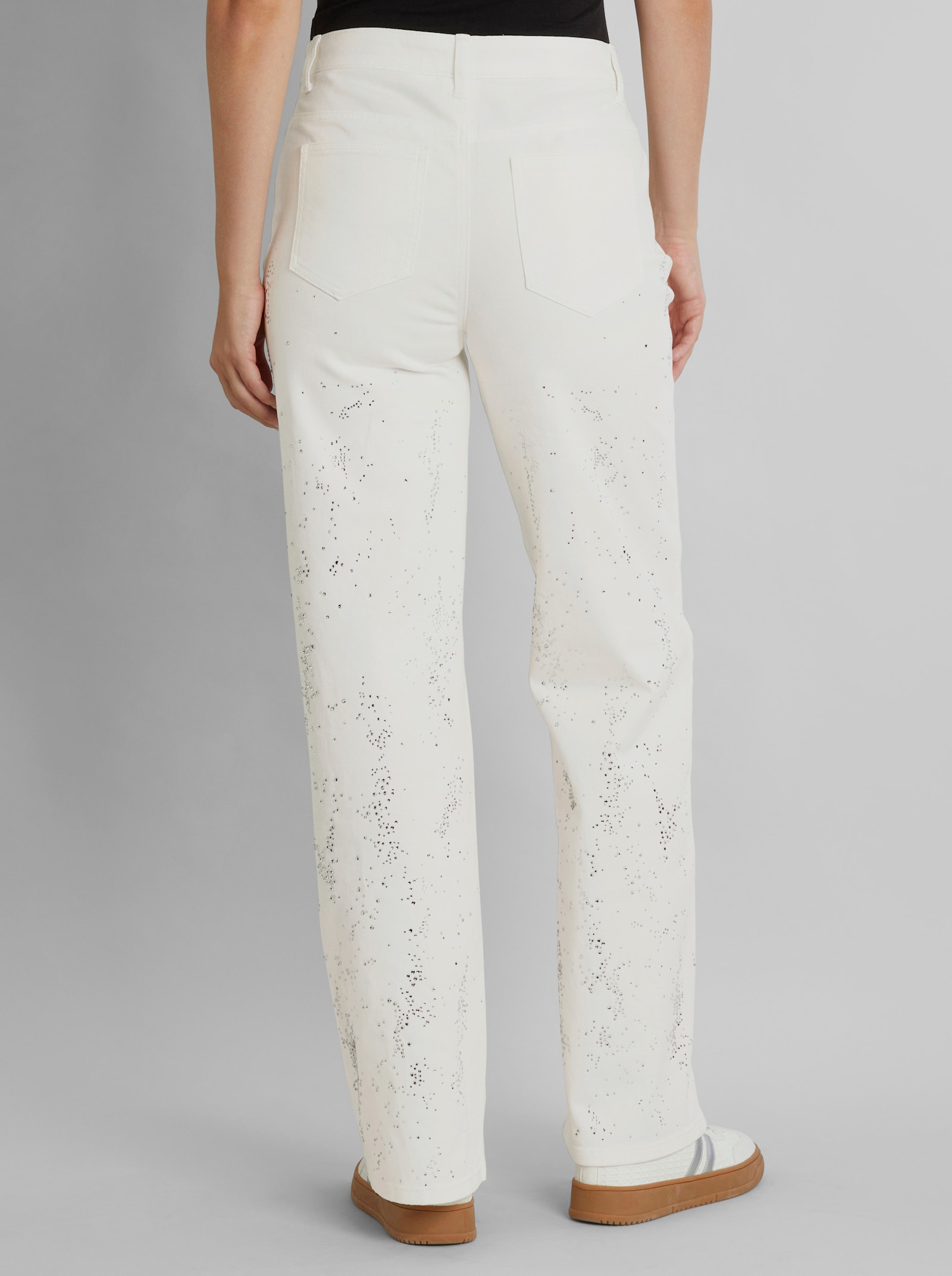 heine 5-Pocket-Jeans mit Glitzersteinchen - ecru