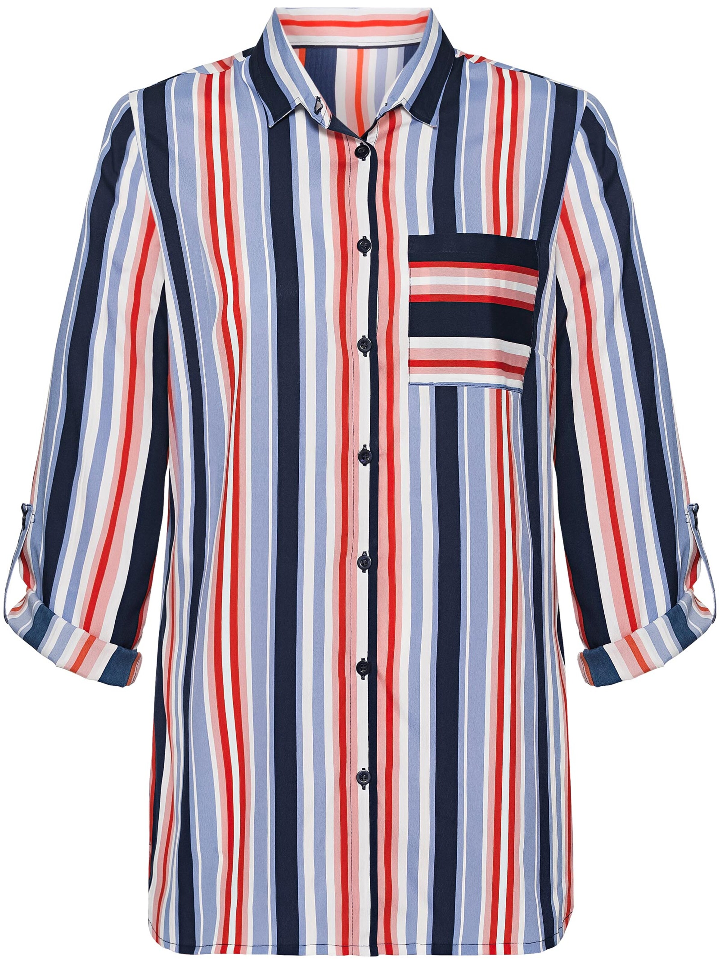 Gestreifte Bluse - rot-blau-gestreift