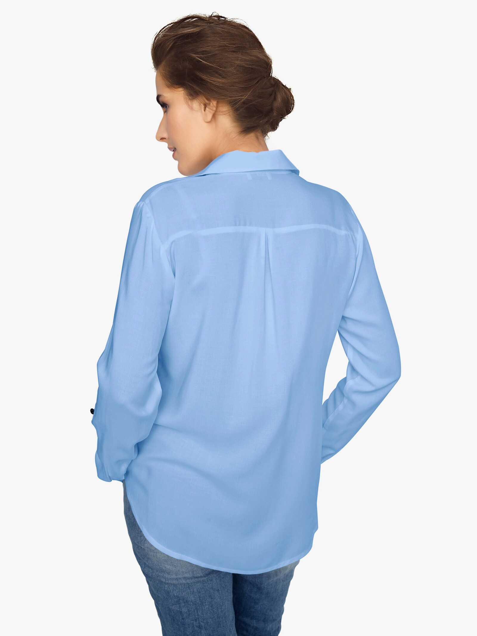 heine Langarm-Bluse mit Zierreißverschlüssen - hellblau