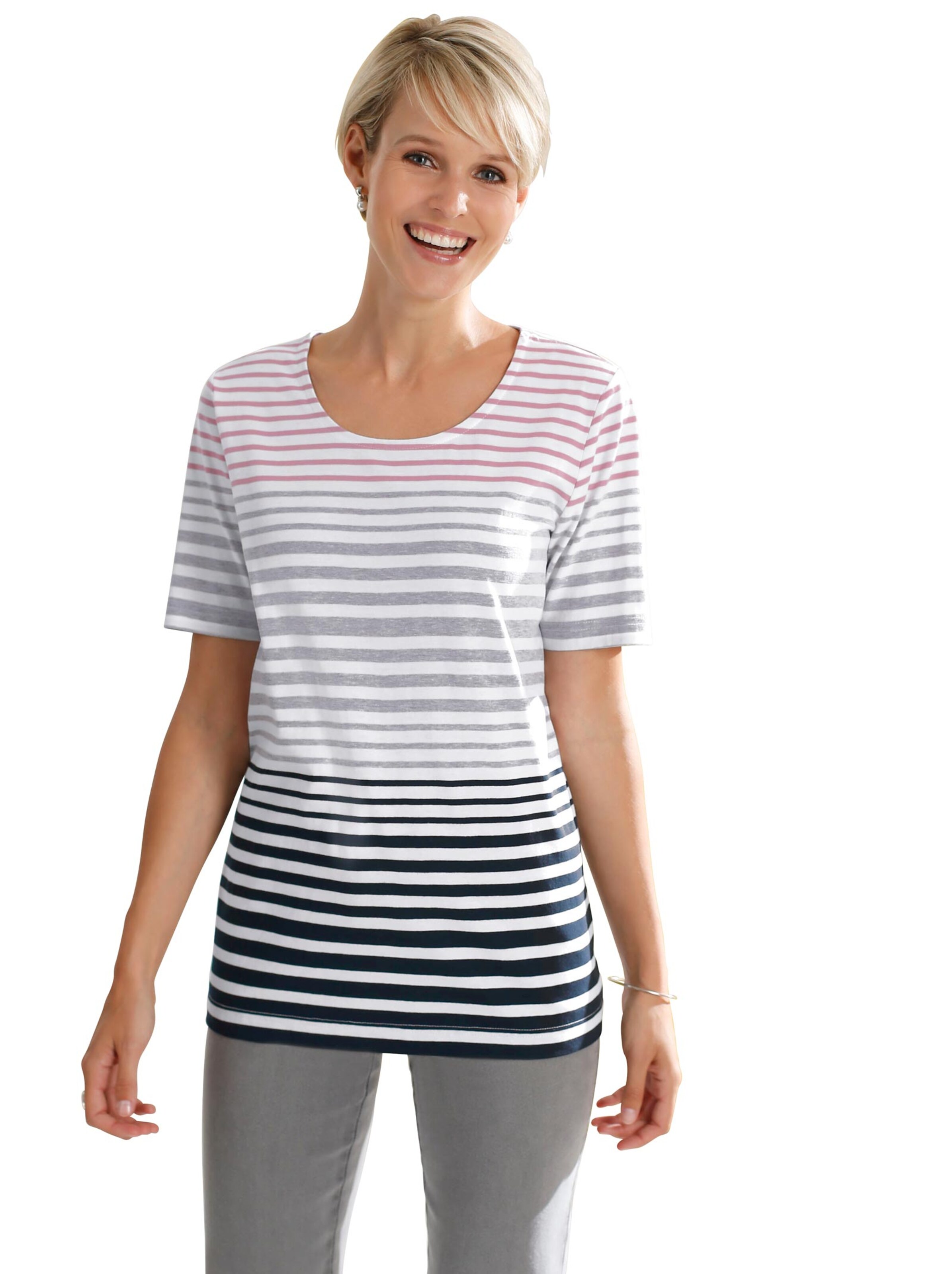 Shirt - marine-rosé-geringelt