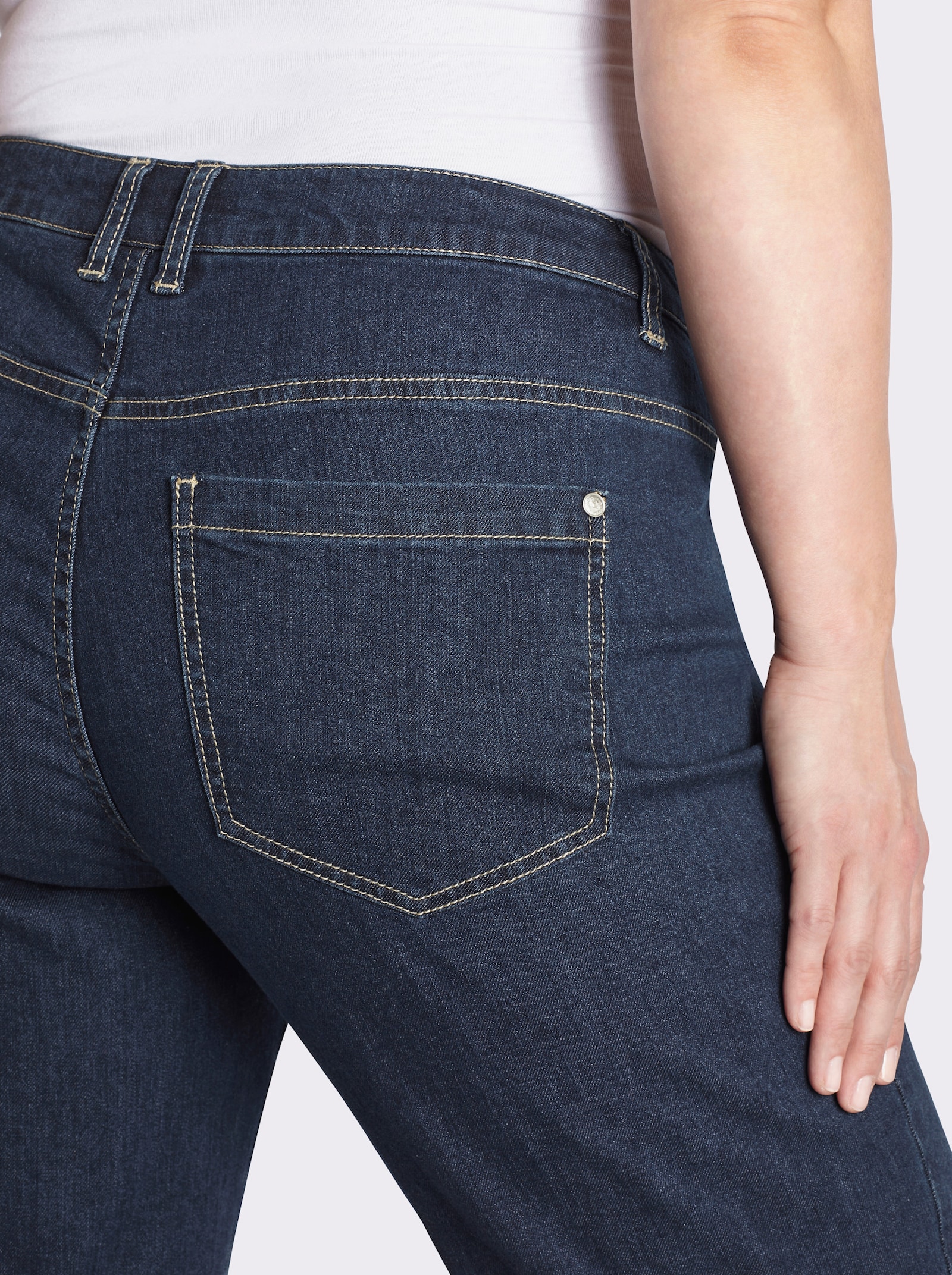 sheego Ankle-Jeans mit Tunnelzug und Kordel - dark blue