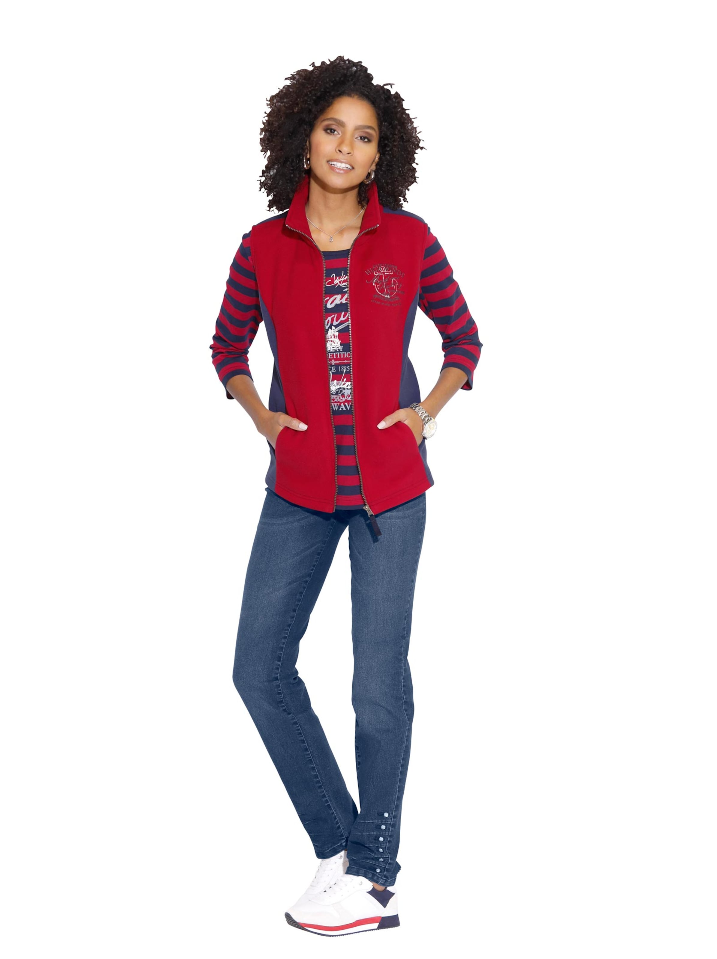 Fleece-Weste - marine-rot