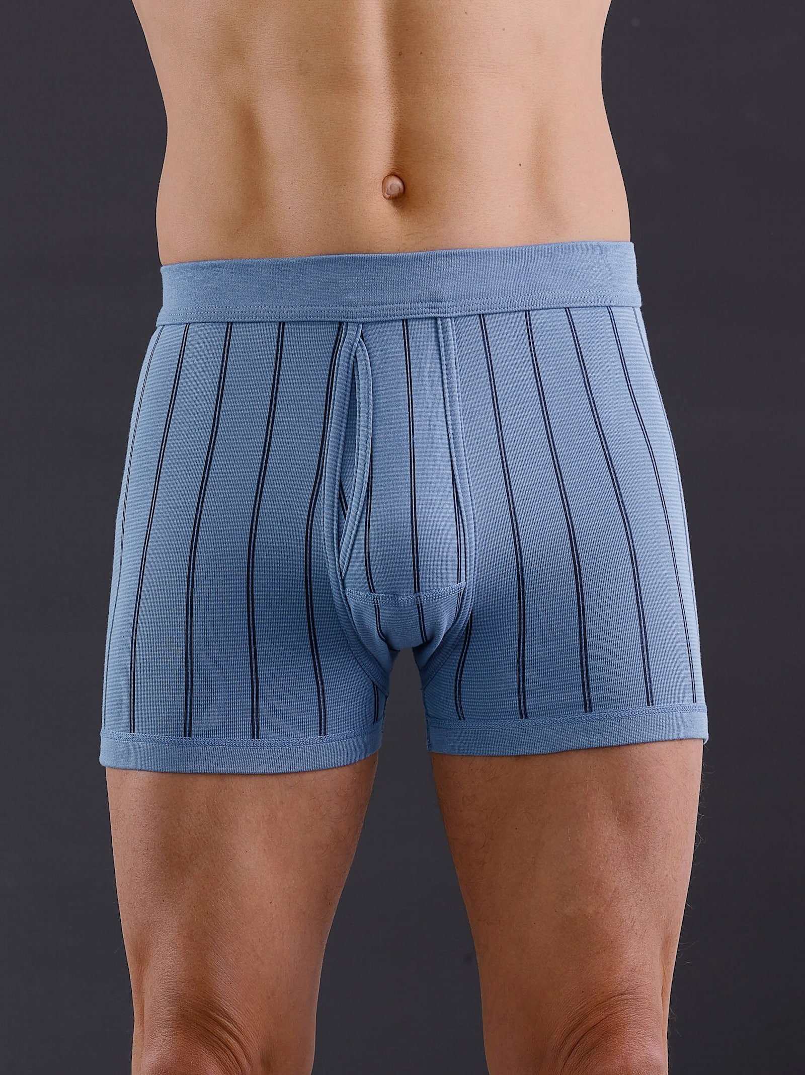 wäschepur men Broek kort - lichtblauw gestreept