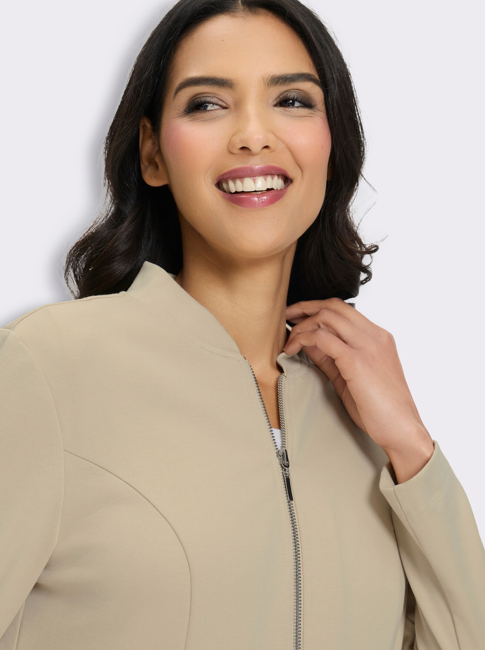 Sweatblazer mit Wiener Nähten - sand