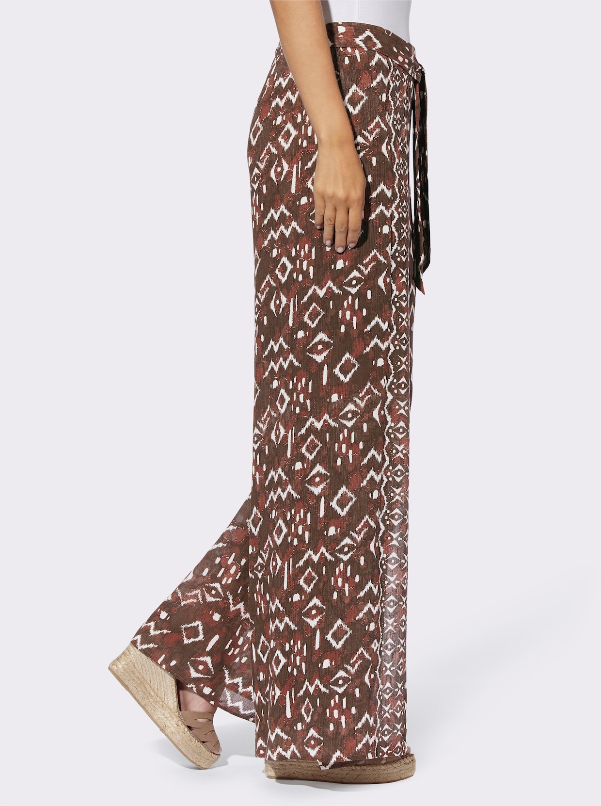 heine Pantalon - rouge marron-champagne imprimé
