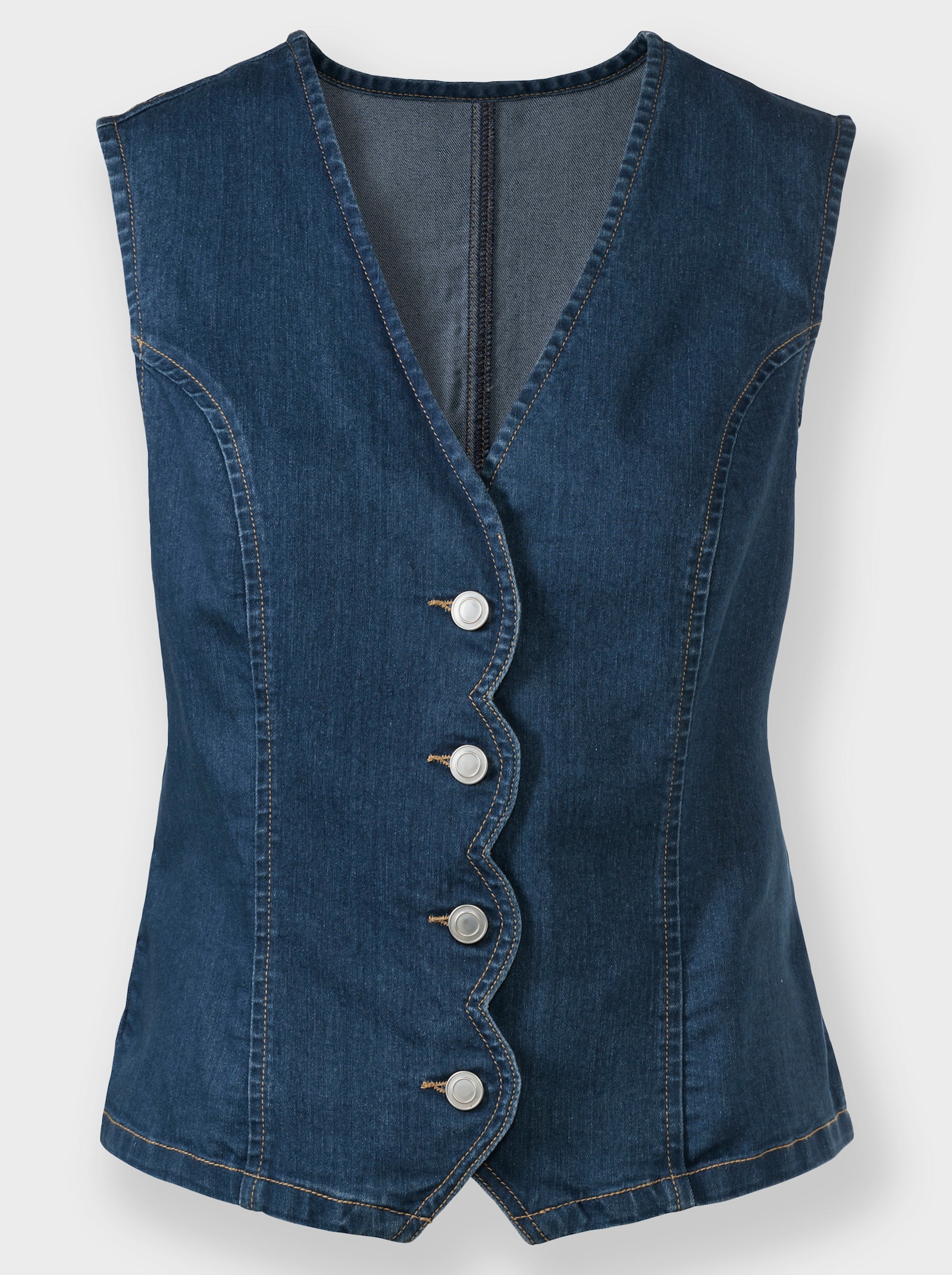 Jeansweste mit Wellenkante - blue-stone-washed