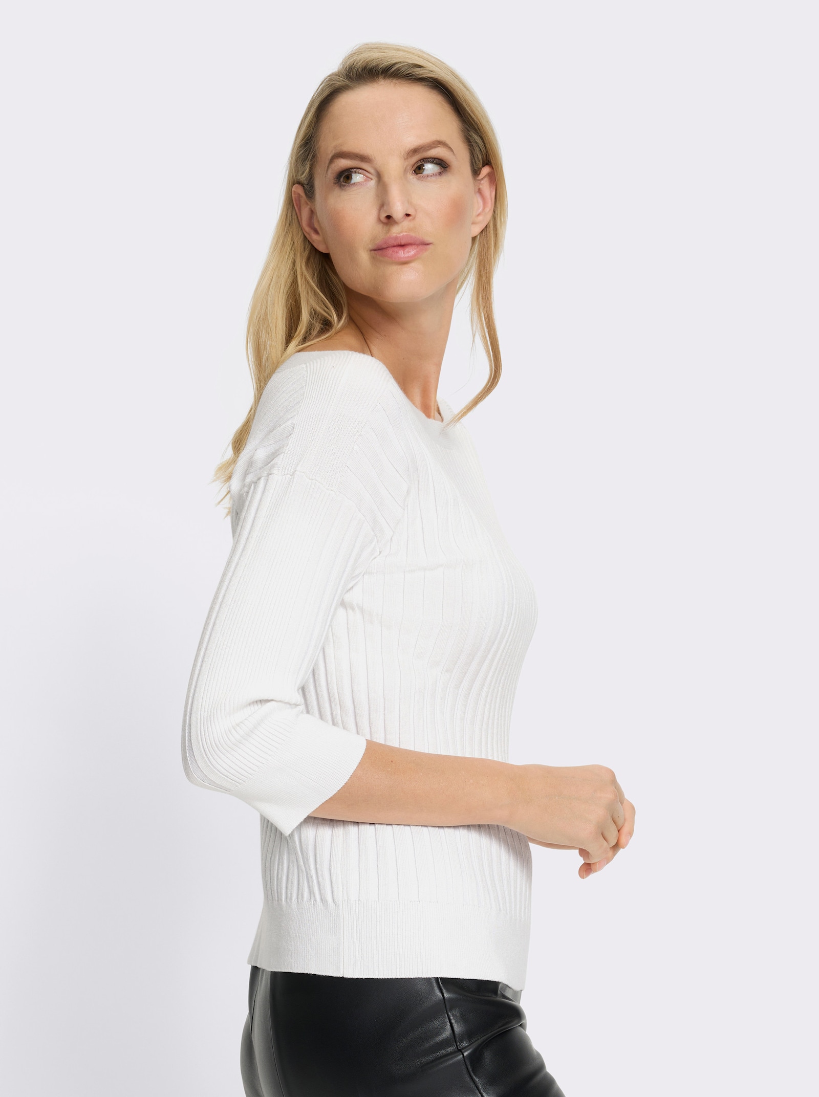 heine Pull en tricot fin avec encolure en U - écru