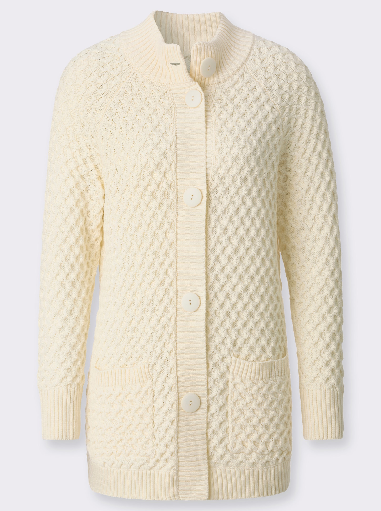 Longstrickjacke mit Taschen - champagner