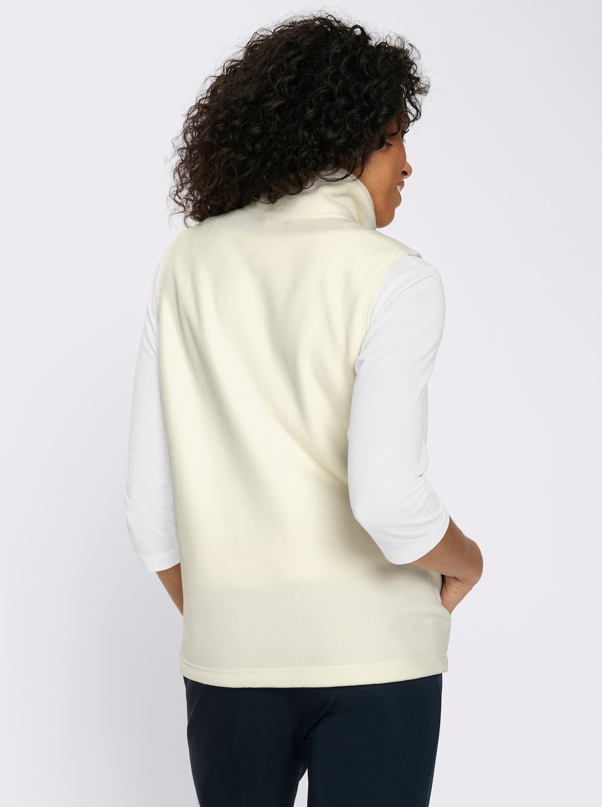 Fleecegilet met opstaande kraag - ecru