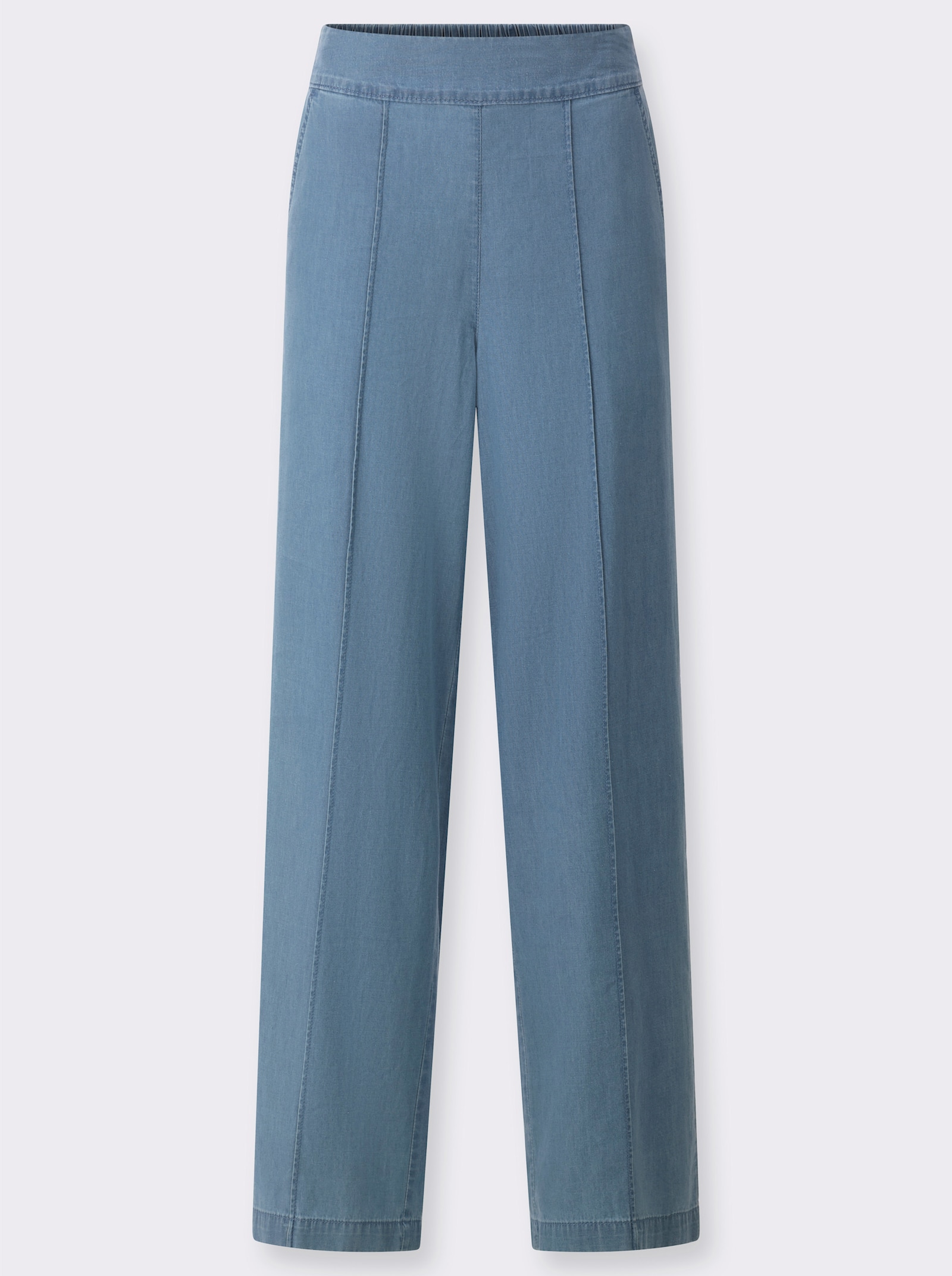 Džíny s vysokým pasem a širokými nohavicemi - bělená modrá