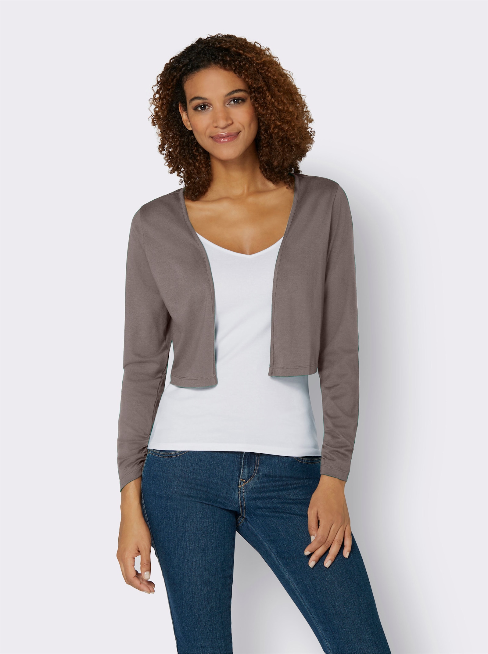 Shirtjack met rimpeling - donkertaupe