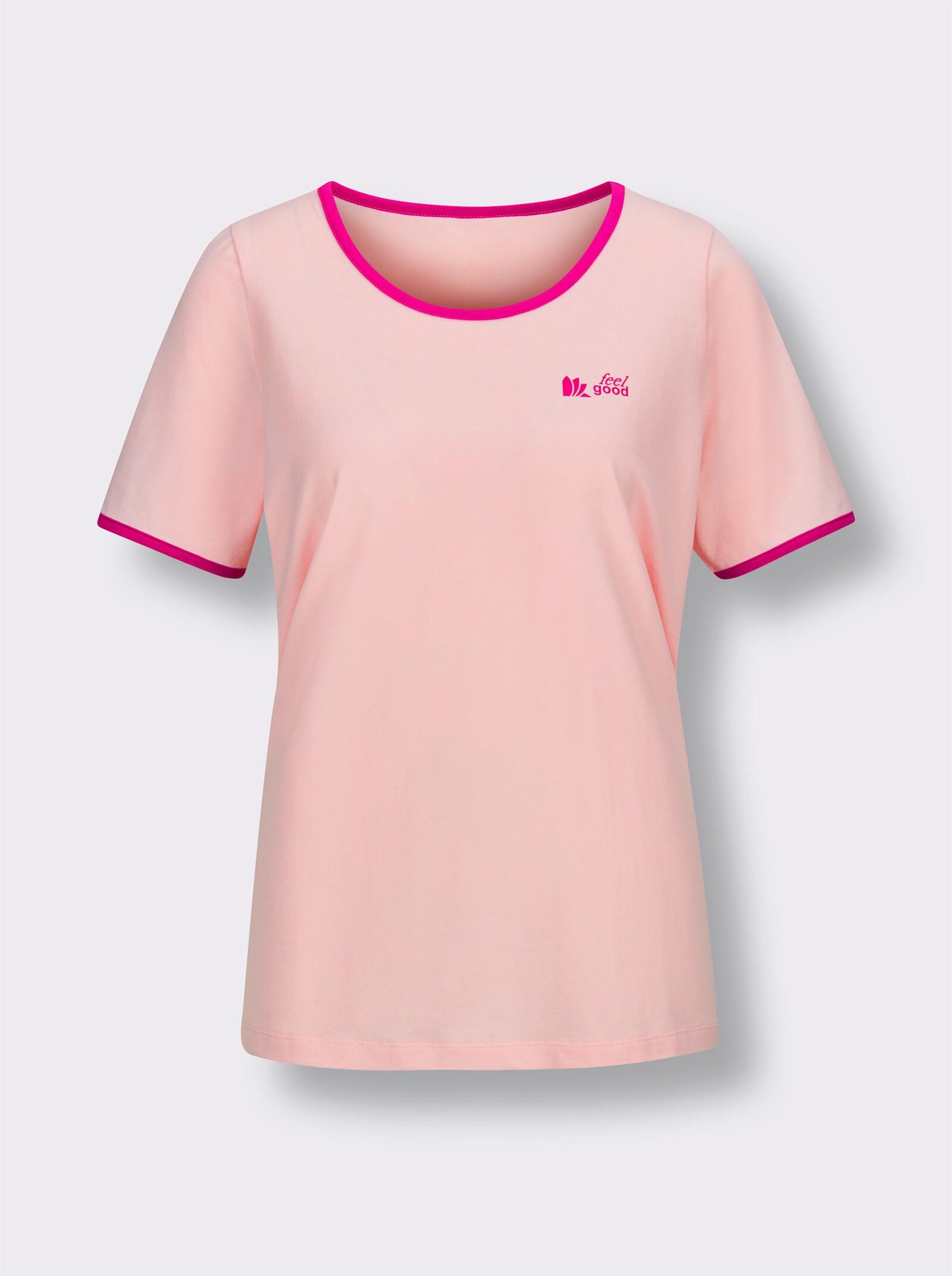 feel good Rundhalsshirt mit Logo-Aufdruck - hellrosé-erika