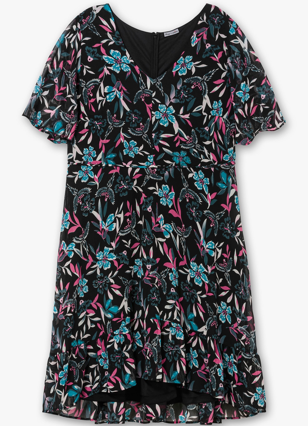 sheego by Joe Browns Chiffonkleid - schwarz-gemustert
