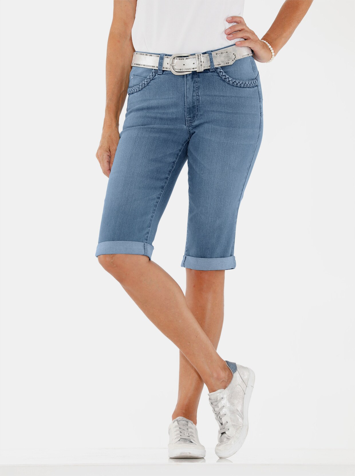 Jeans-Bermudas - blue-bleached