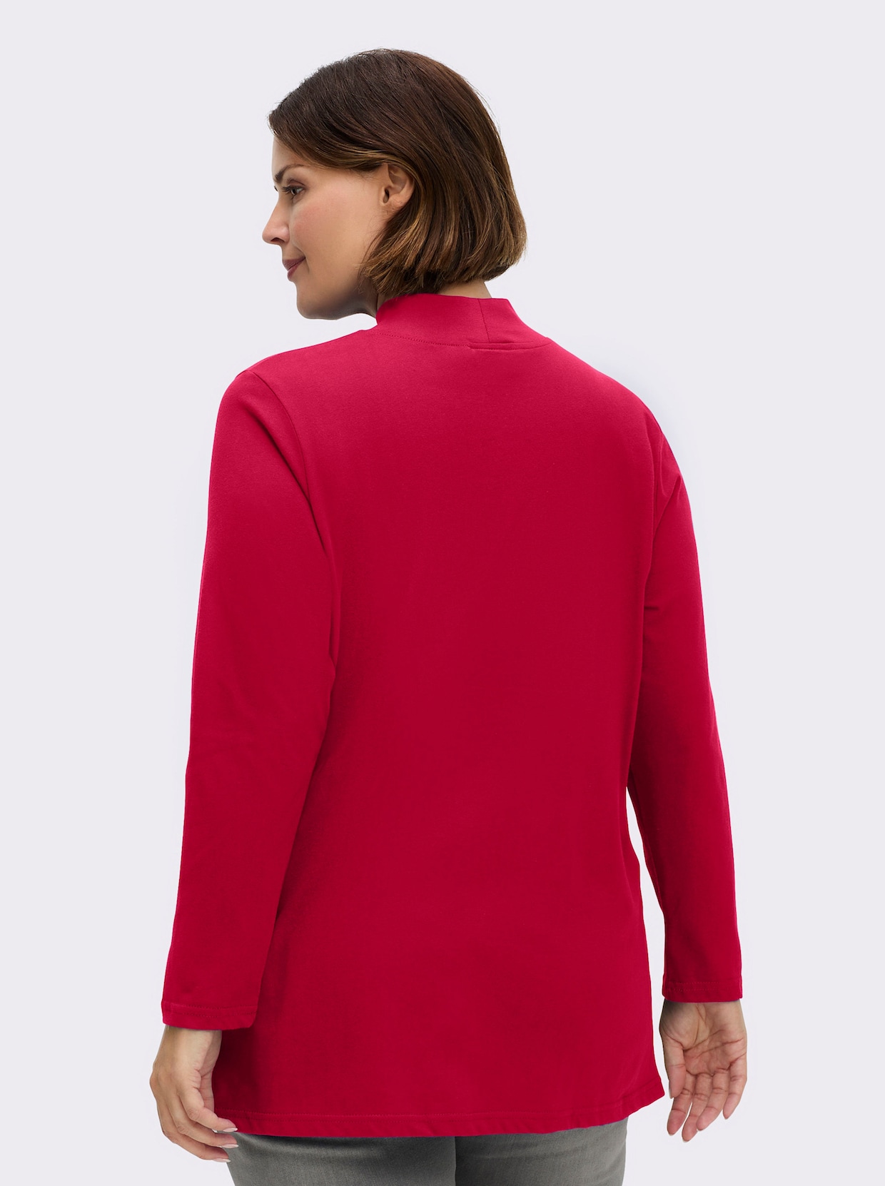 Longshirt mit hohen Seitenschlitzen - rot