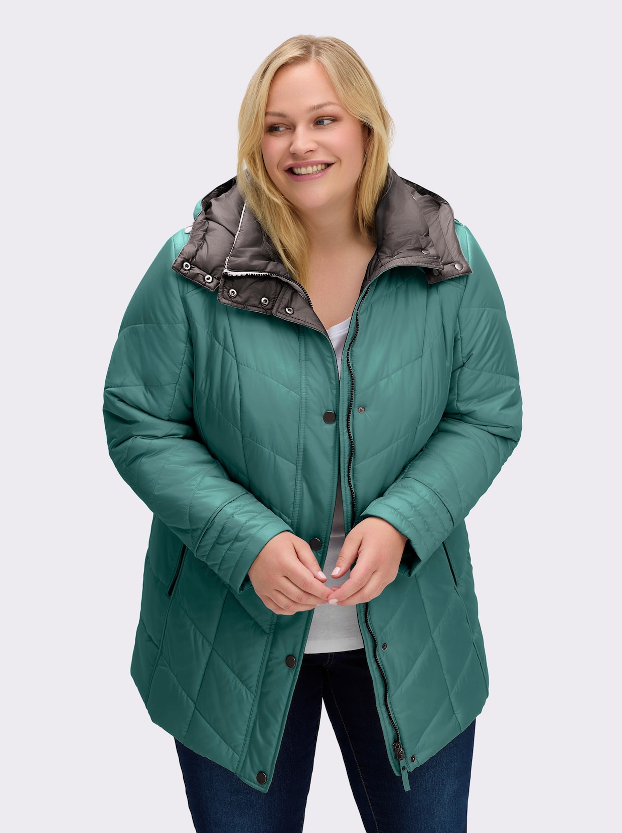 Steppjacke in Microfaser-Qualität, pflegeleicht - jadegrün