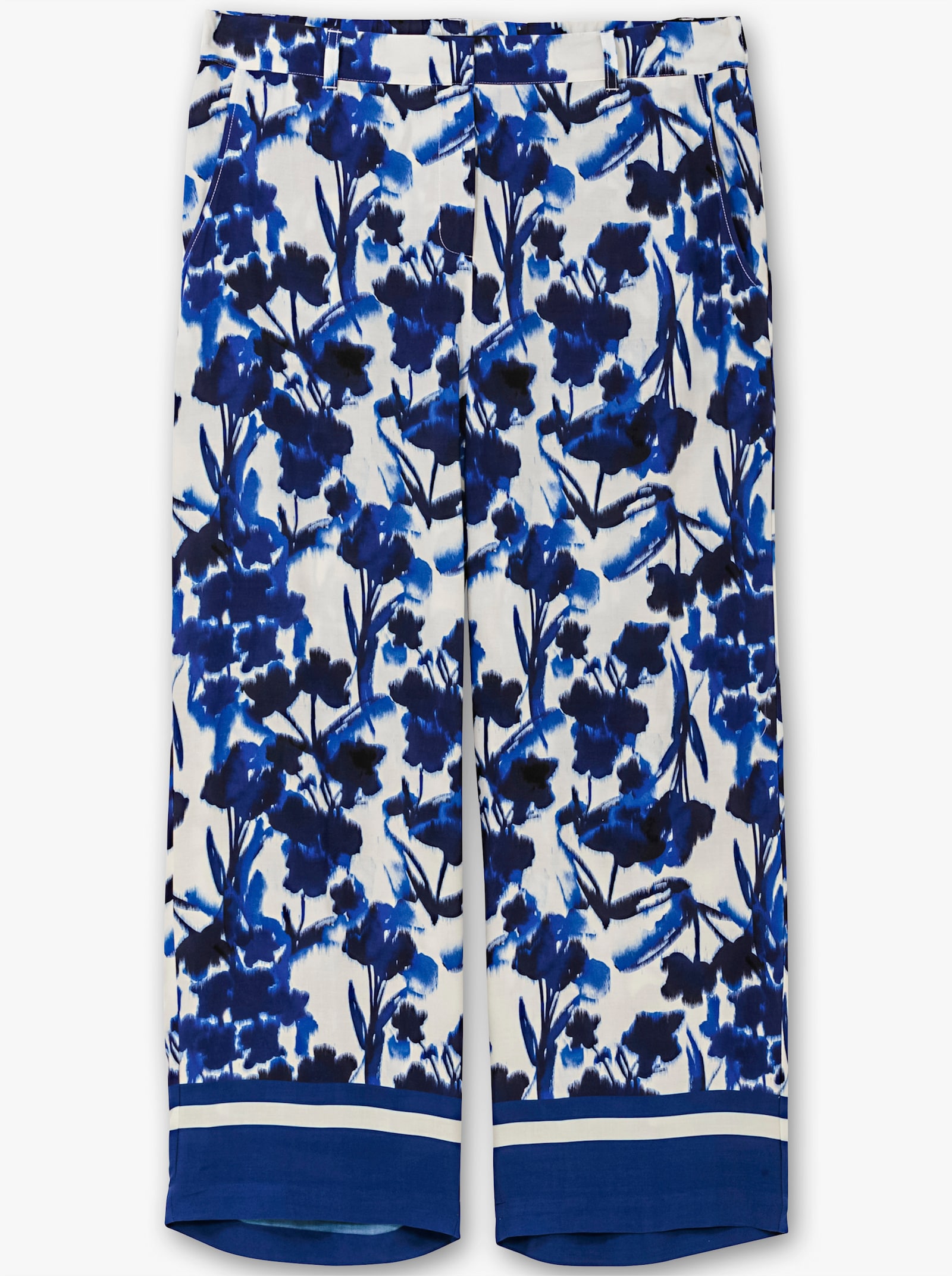 sheego Hose weit, mit Blumenprint - kobalt-gemustert