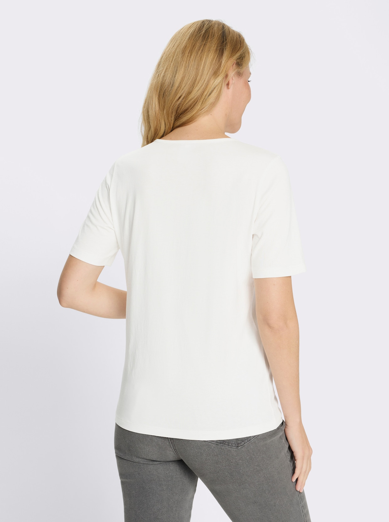 Kurzarmshirt mit platziertem Herz-Print - ecru-apfel