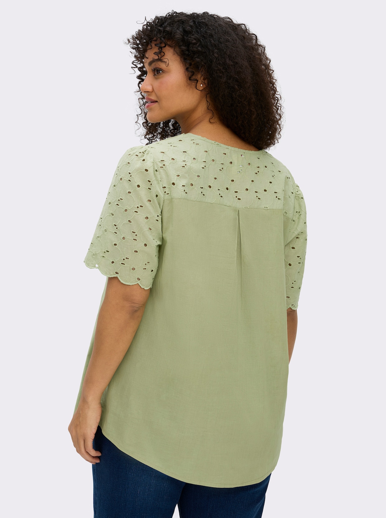 sheego Tuniek met ajourwerk - rietgroen