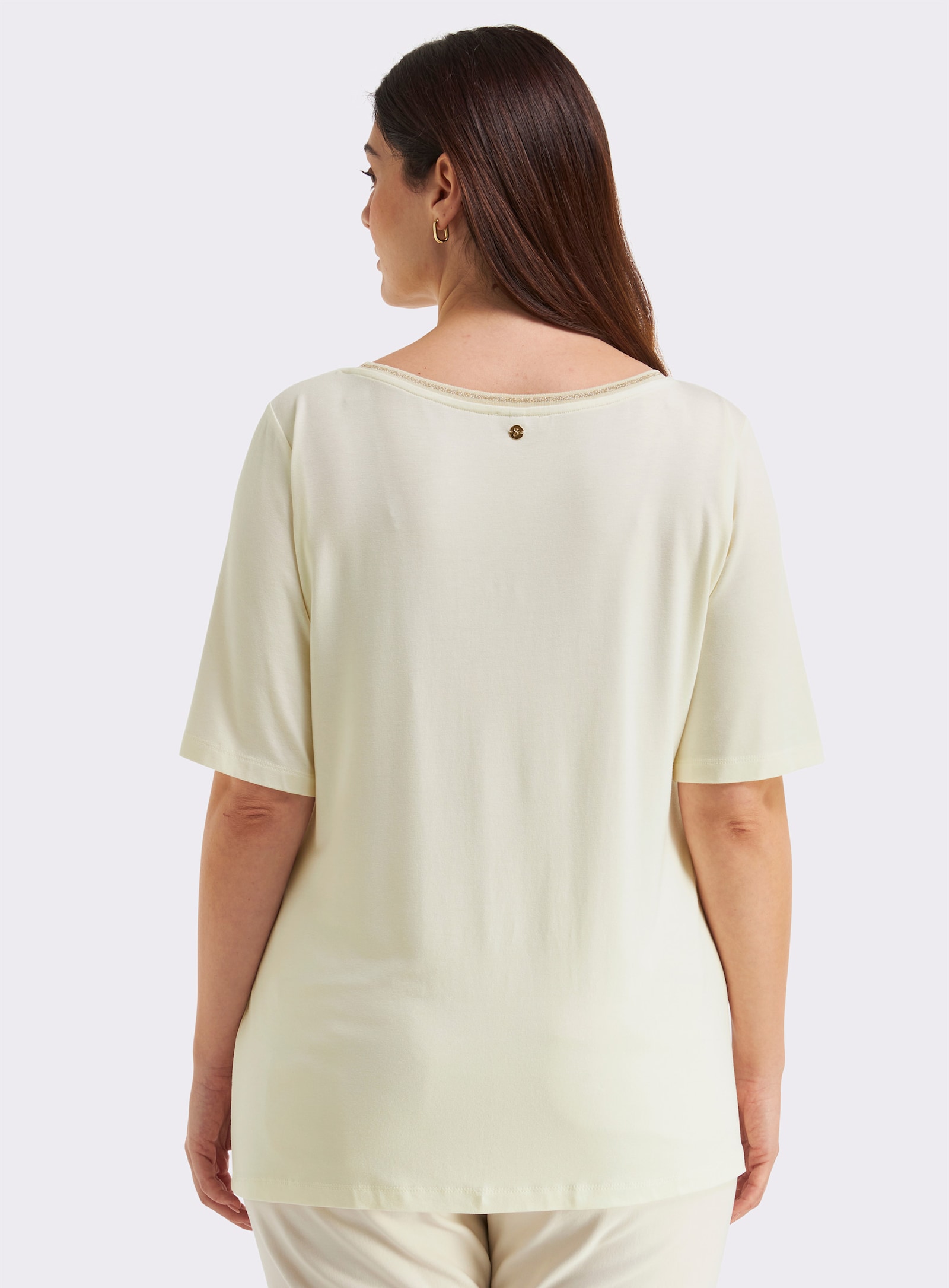 sheego Shirt met opvallende bloemenprint en lurexpaspel - champagne/orchidee bedrukt