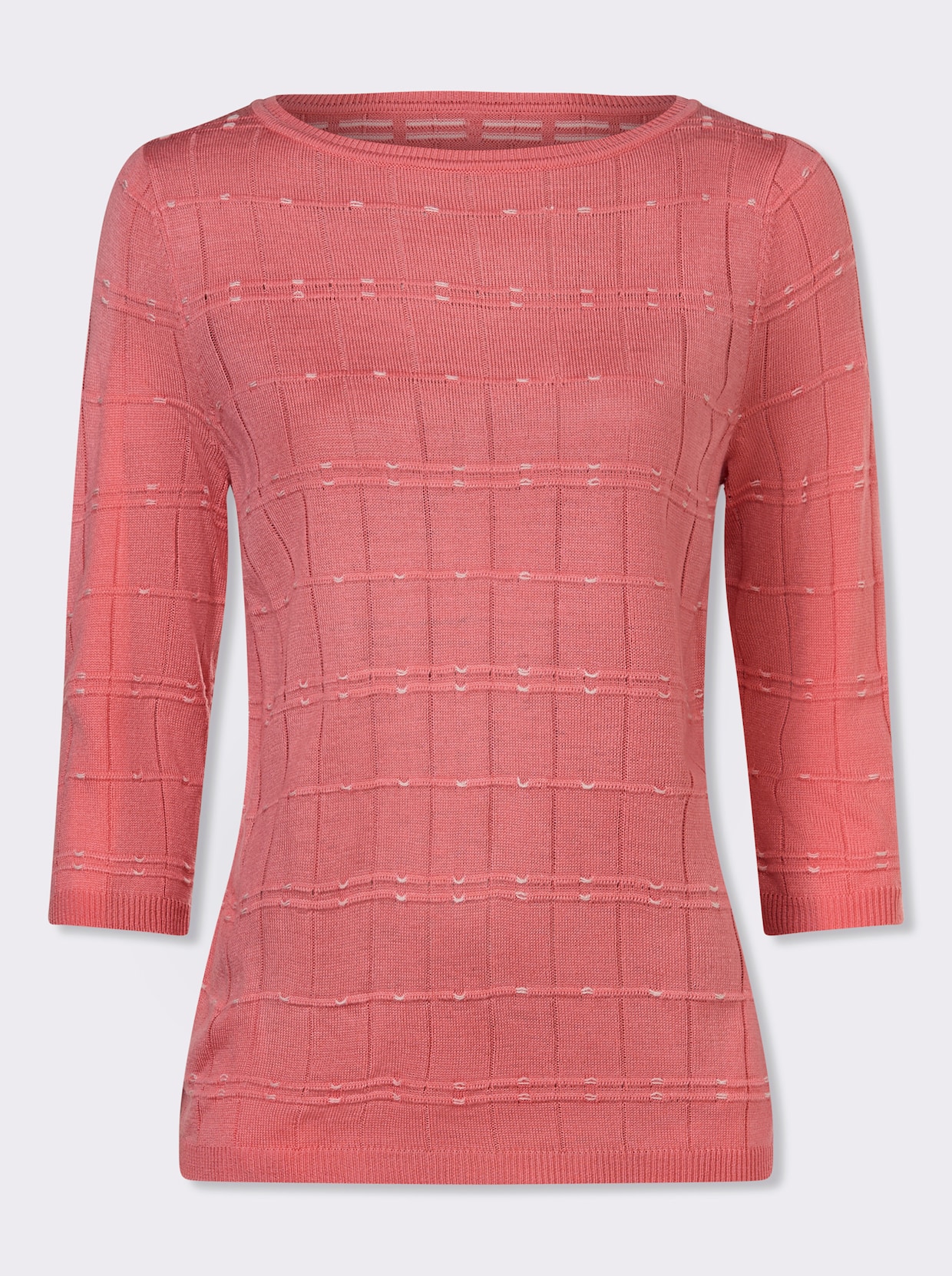 3/4 Arm-Pullover - flamingo-ecru-gemustert