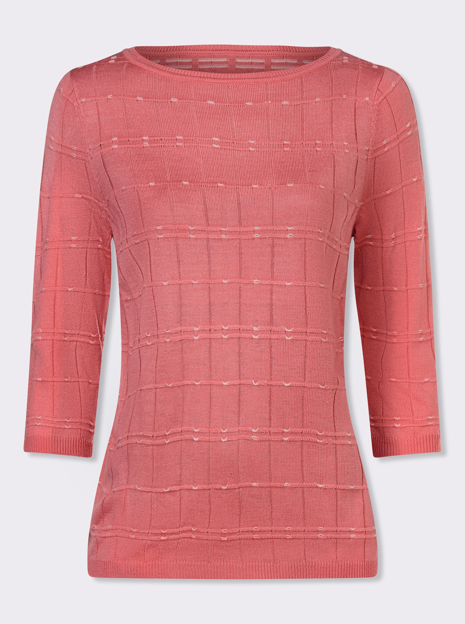 3/4 Arm-Pullover mit Strickmuster - flamingo-ecru-gemustert