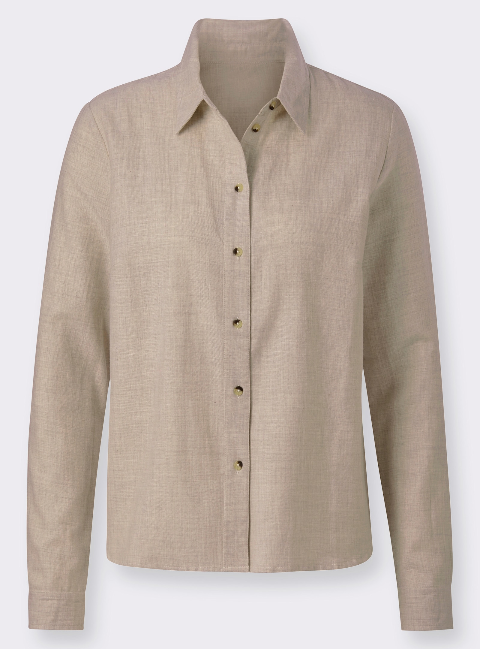 Hemdbluse aus Baumwoll-Stoff - champagner-meliert