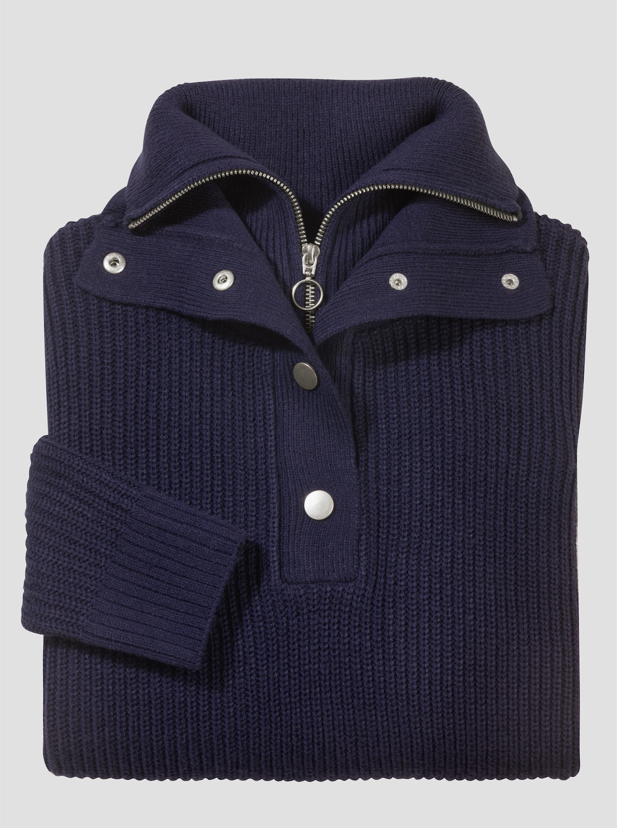 Troyer mit doppeltem Kragen - marine