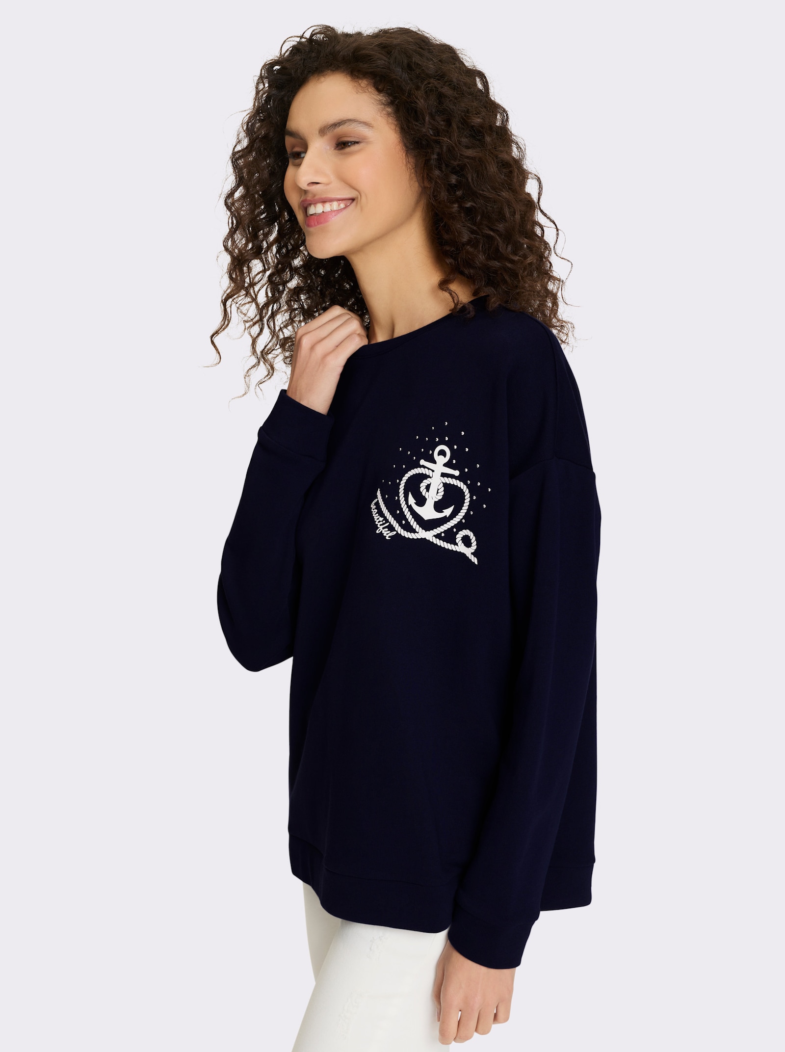 heine Sweatshirt mit Anker-Motiv - marine
