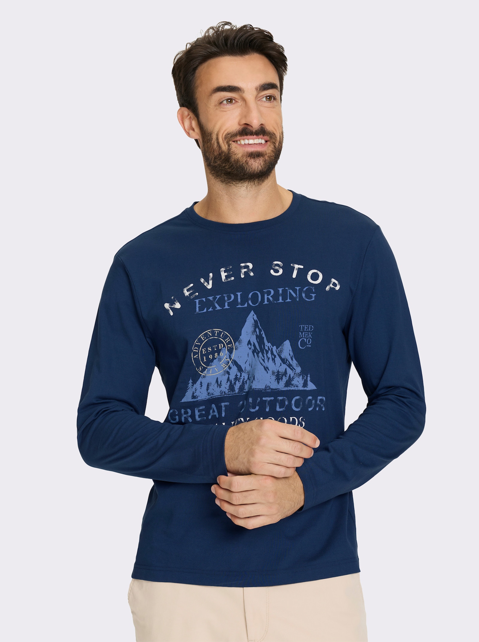 Catamaran Langarmshirt mit Front-Print - dunkelblau-bedruckt