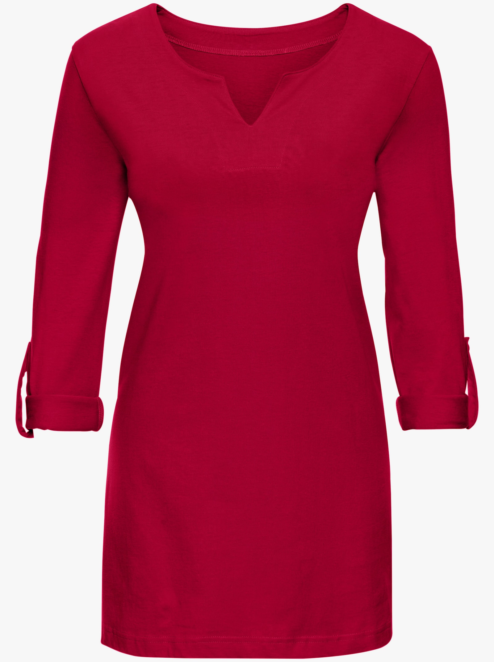 Longshirt mit Ärmeln zum Krempeln - bordeaux