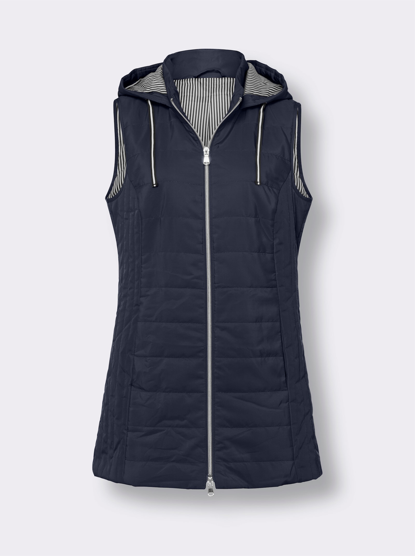 Bodywarmer met gestreepte binnenvoering - marine