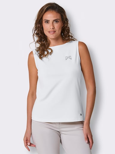 CREATION L PREMIUM Shirttop mit Glitzersteinchen - weiß