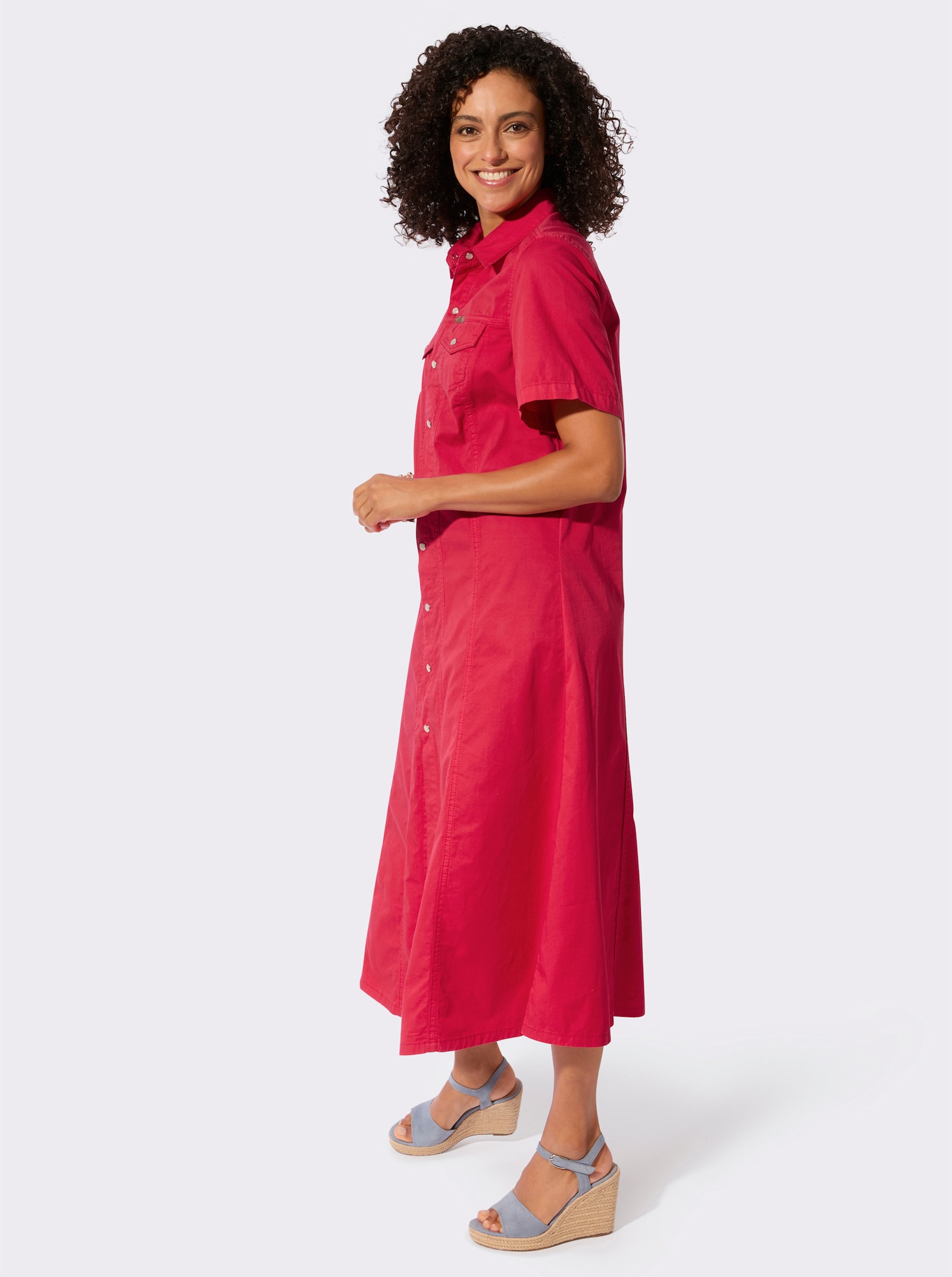 Jeansjurk in A-lijn - aardbei