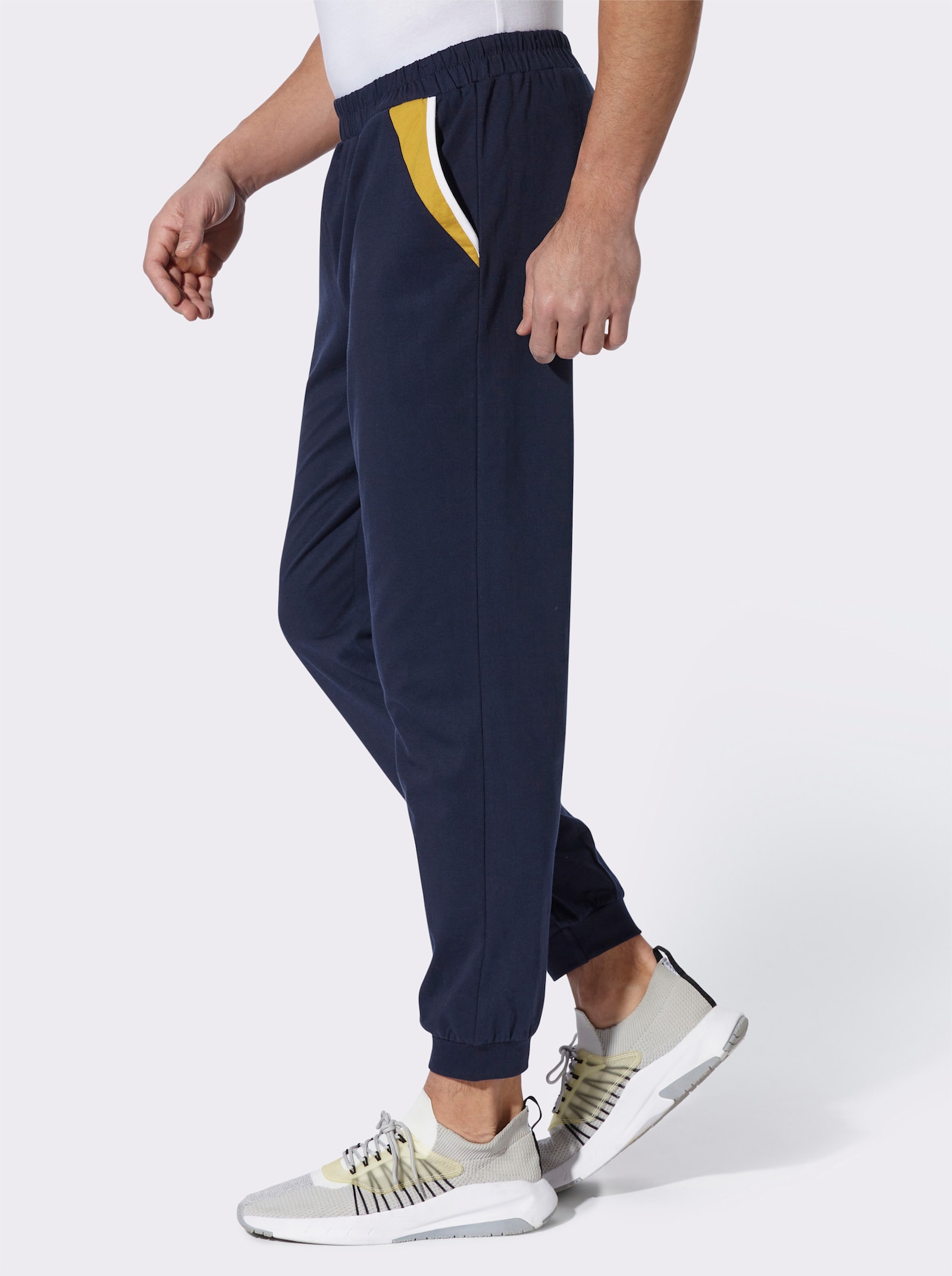 Freizeithose mit Kontrasteinsätzen - marine