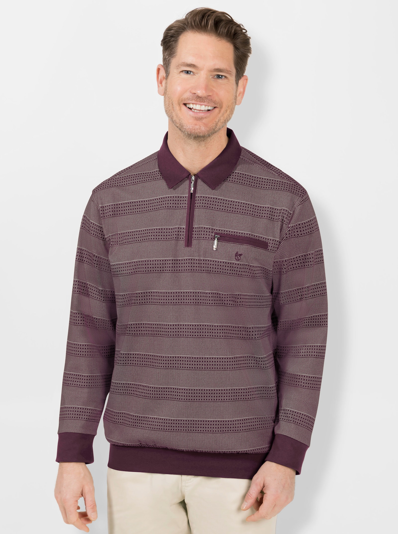 Hajo Langarm-Poloshirt - dunkelrot