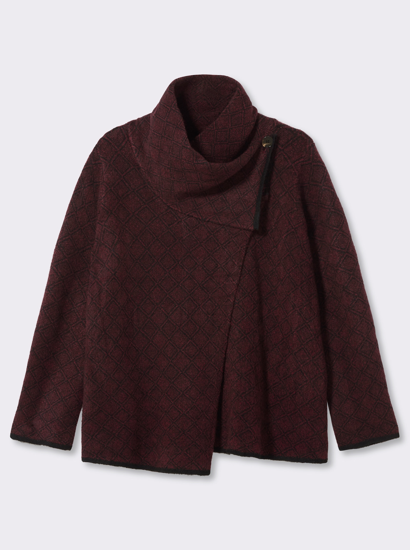 sheego by Joe Browns Jacquardstrickjacke mit asymmetrischem Fall - kirsche-schwarz