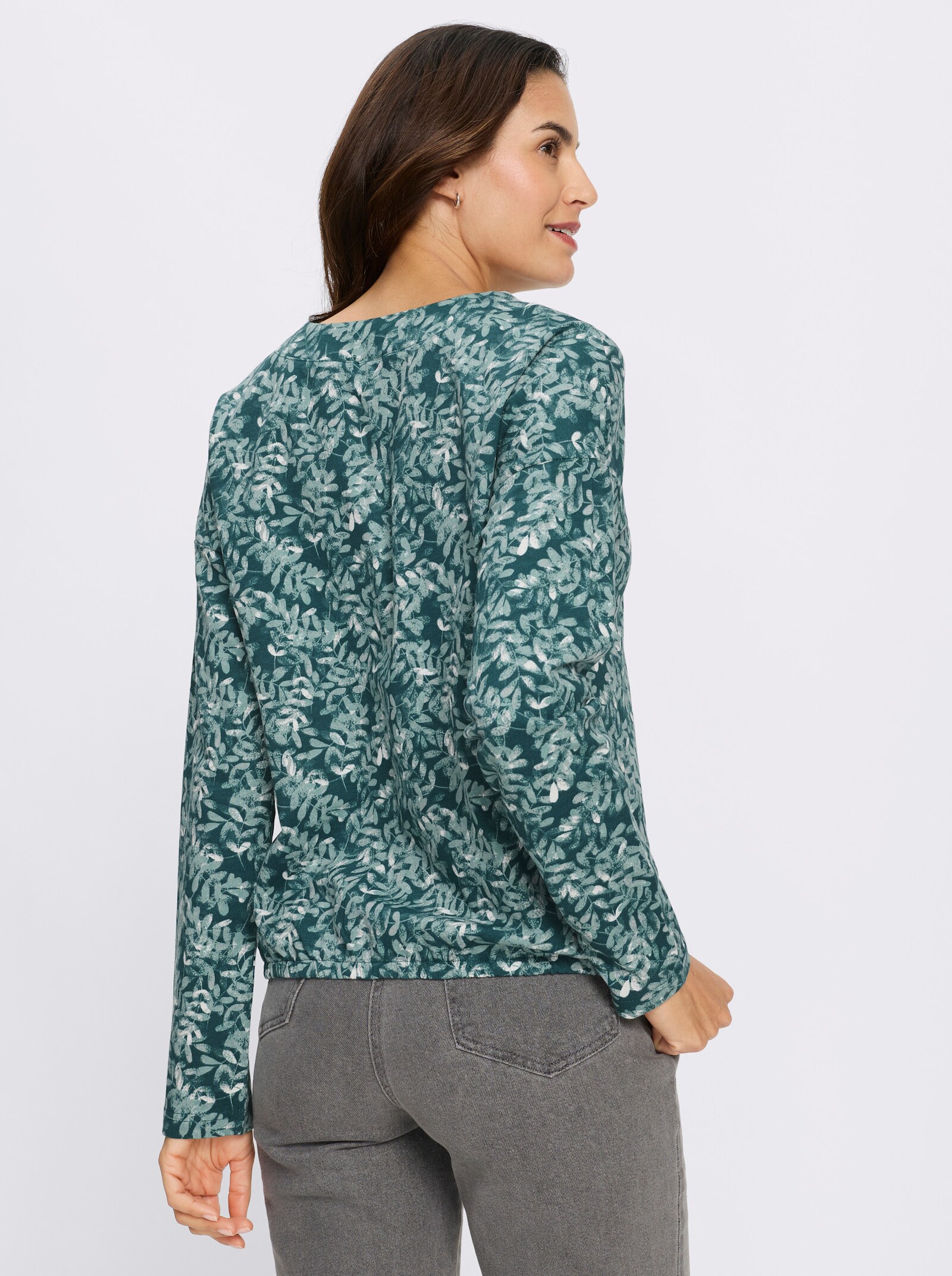 Print-Shirt - petrol-grau-bedruckt