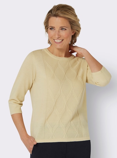 Pullover met korte mouwen - zand