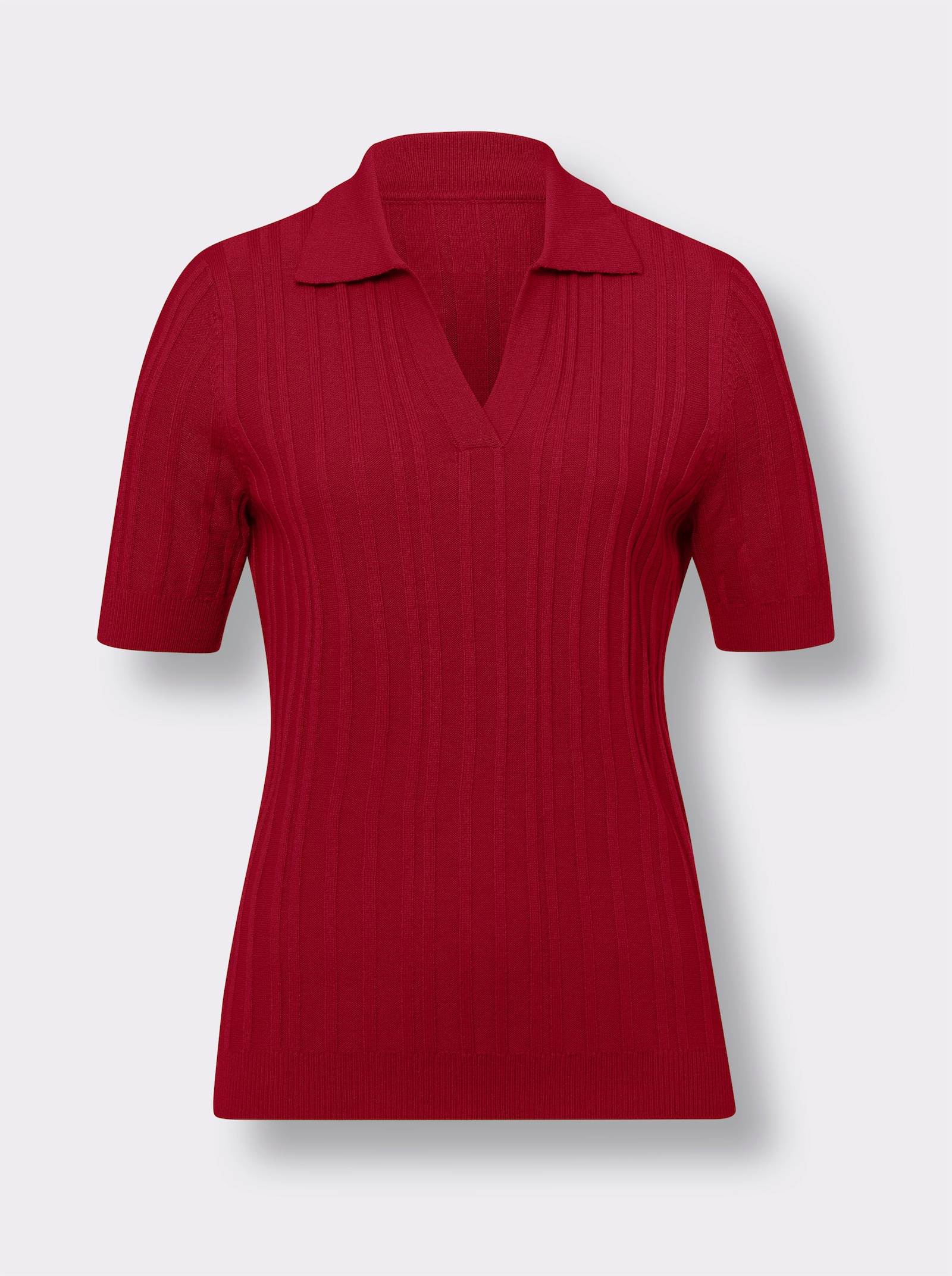 Polopullover mit Ripp-Muster - rot