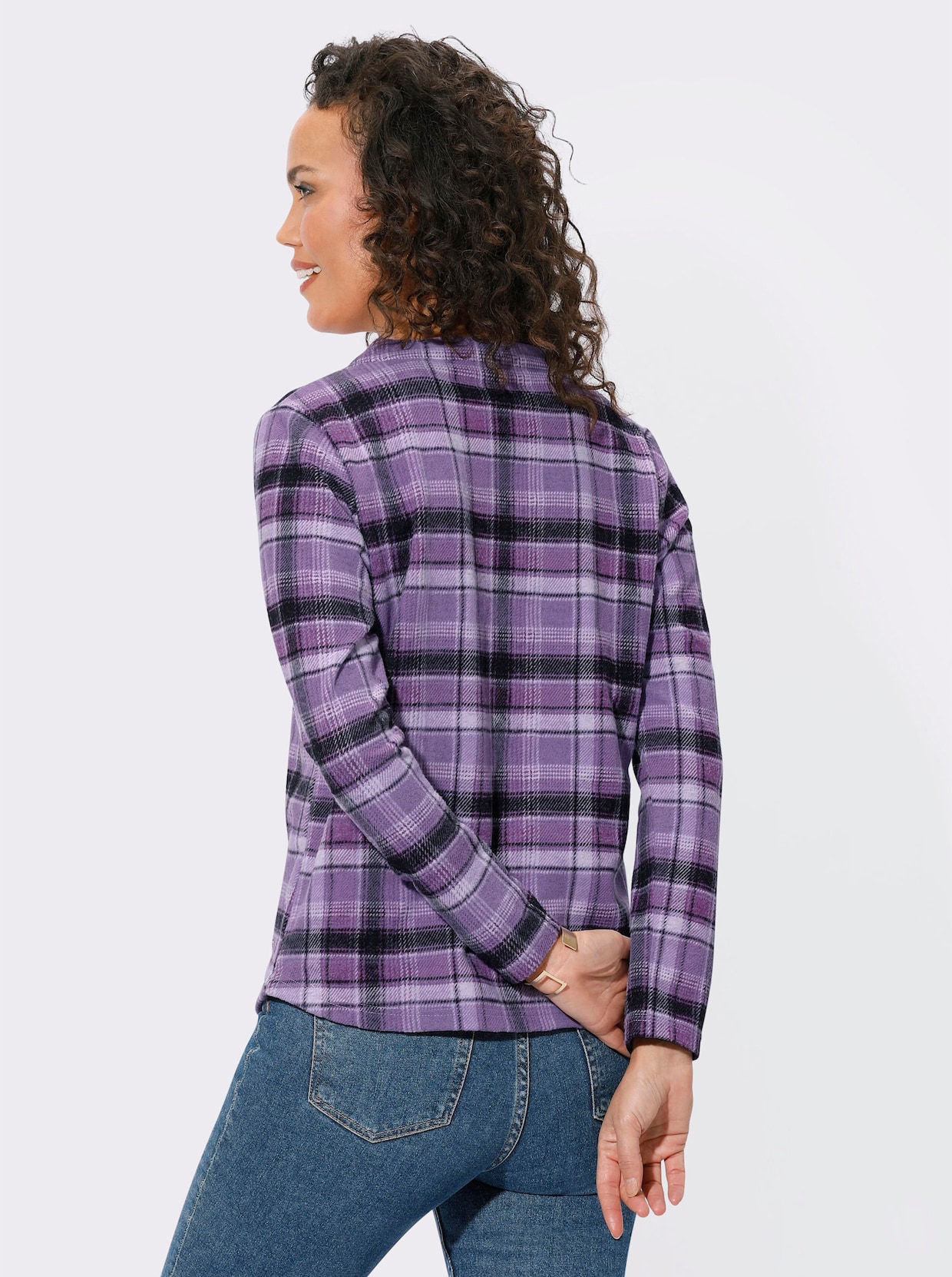 Jacquard-Shirt - lavendel-ecru-kariert