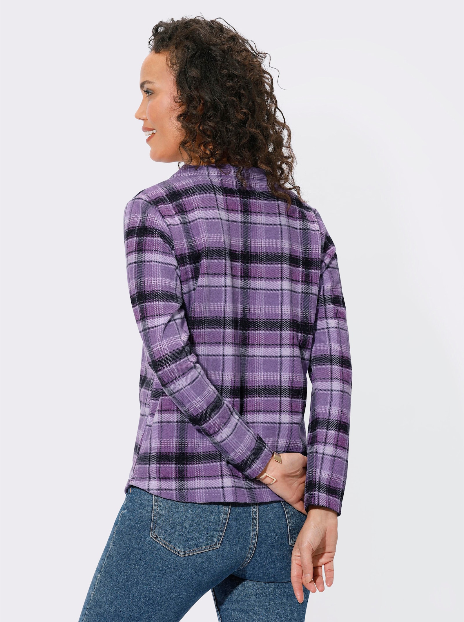 Langarmshirt mit Karomuster - lavendel-ecru-kariert