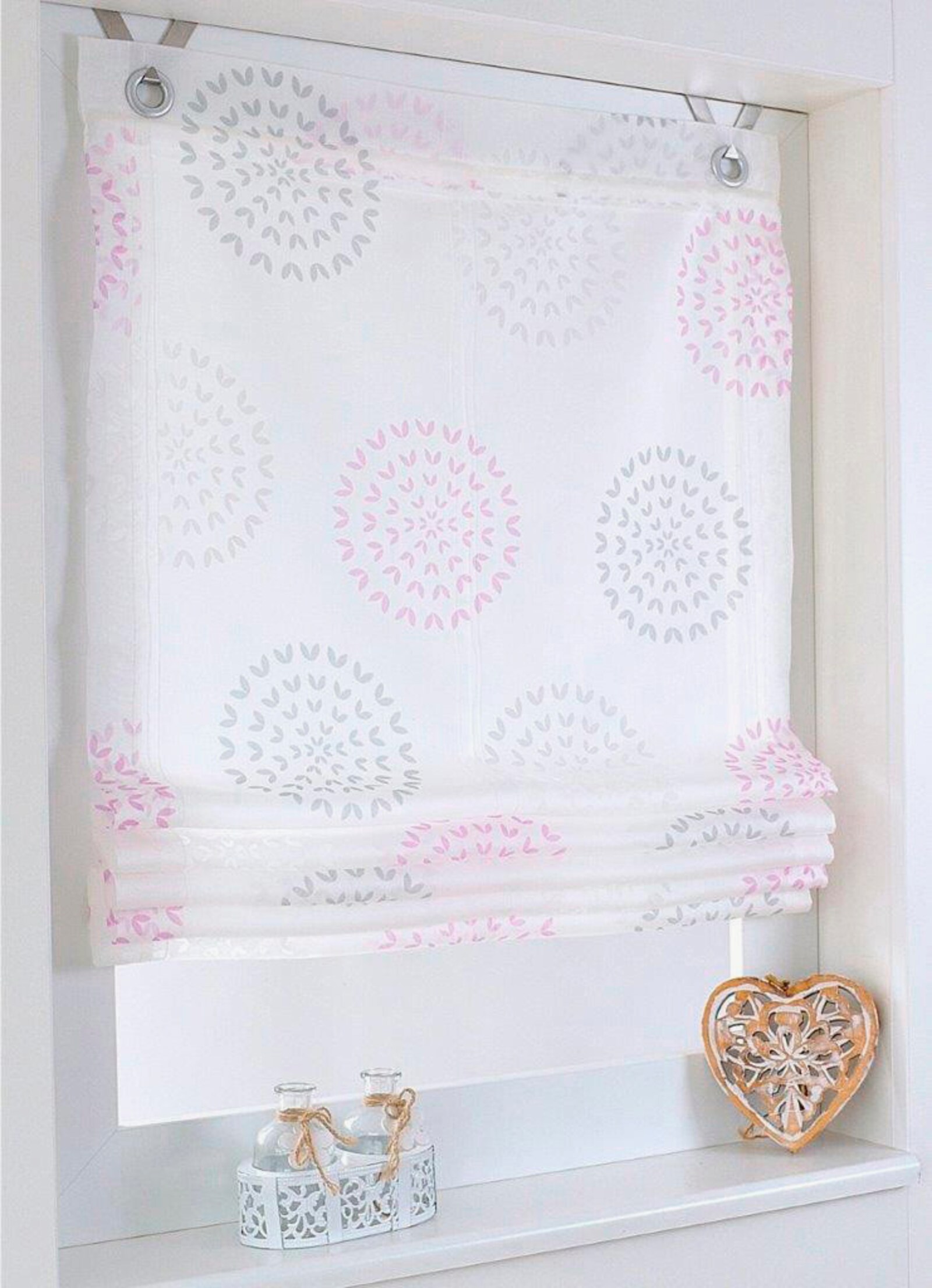 heine home Raffrollo - rosé- weiß