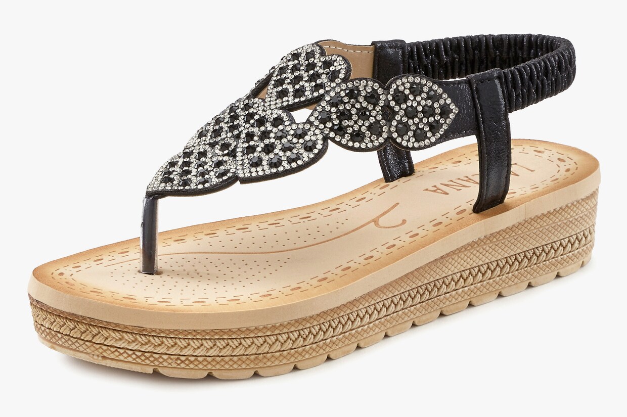 LASCANA Teenslipper - zwart