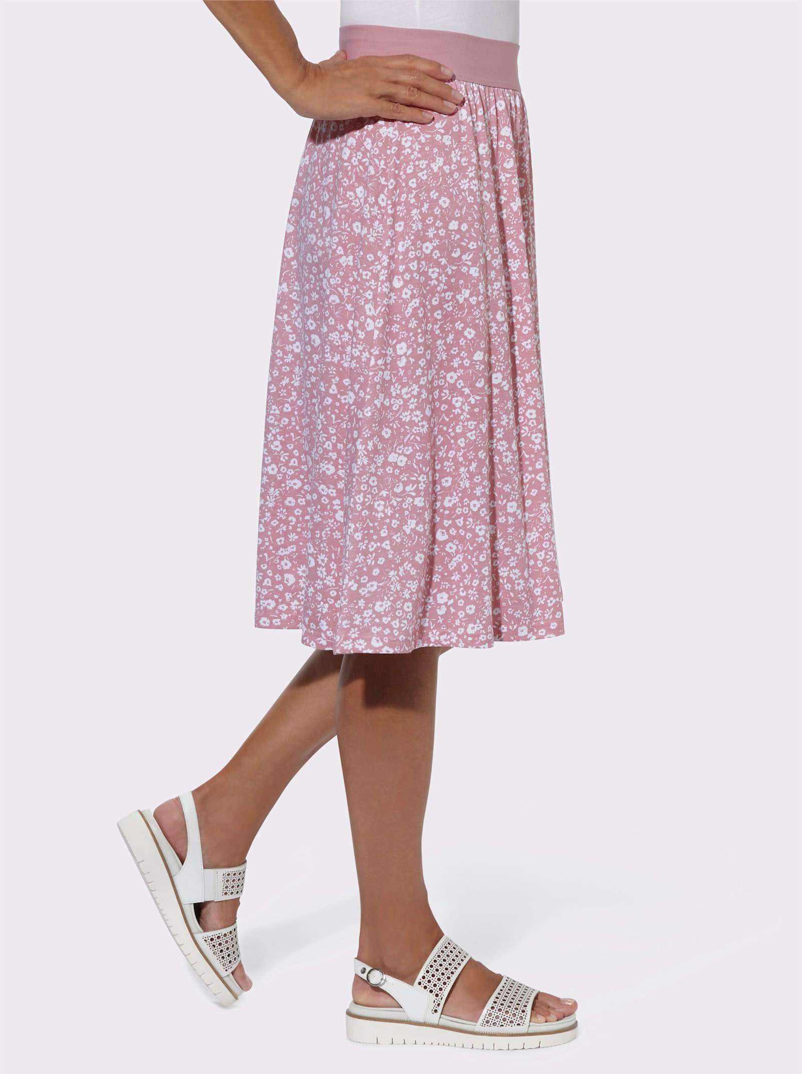 Jerseyrock im Doppelpack - mauve + mauve-weiß-bedruckt