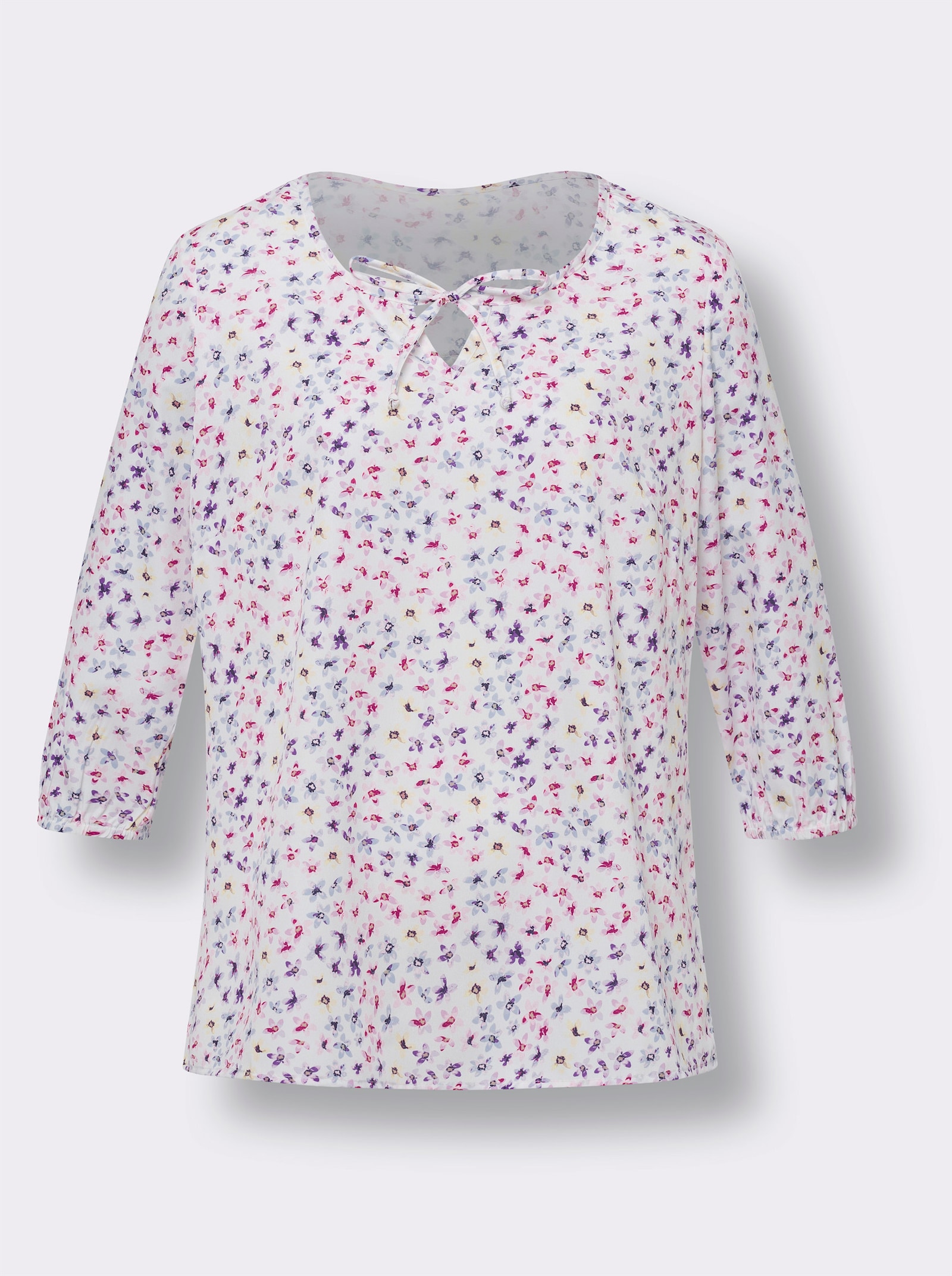 Comfortblouse in bloemdessin - ecru/roze geprint