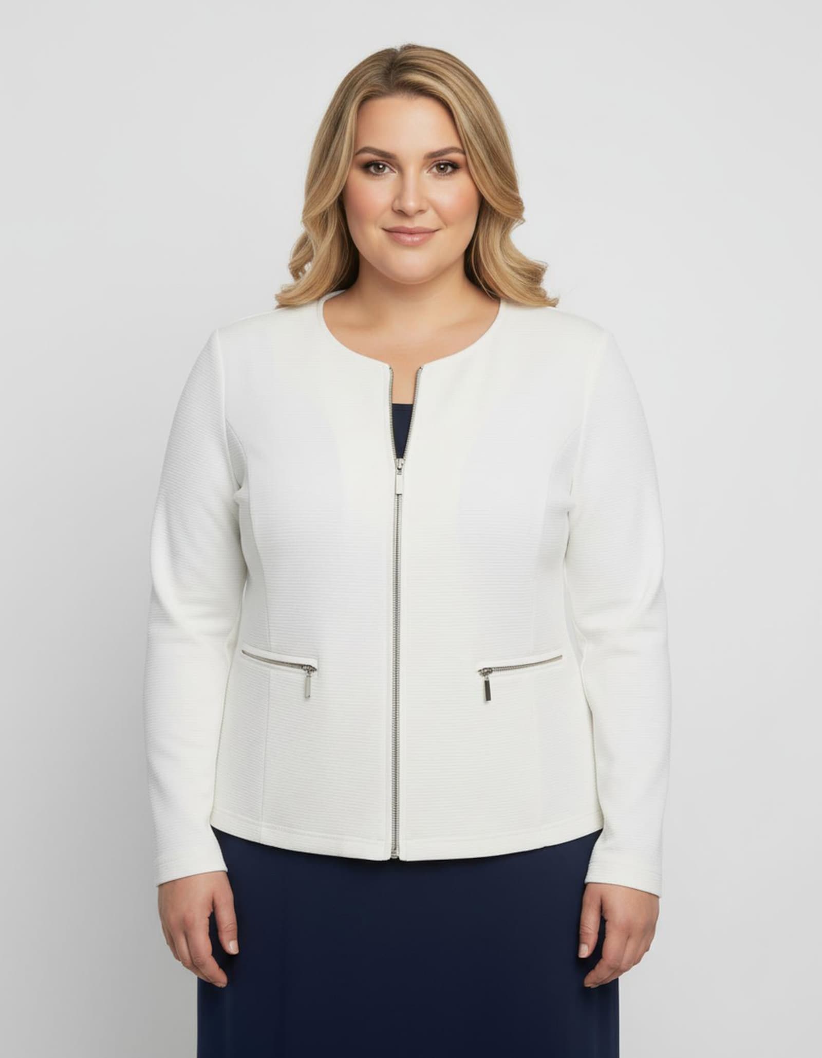 Shirtblazer in Ripp-Optik - weiß